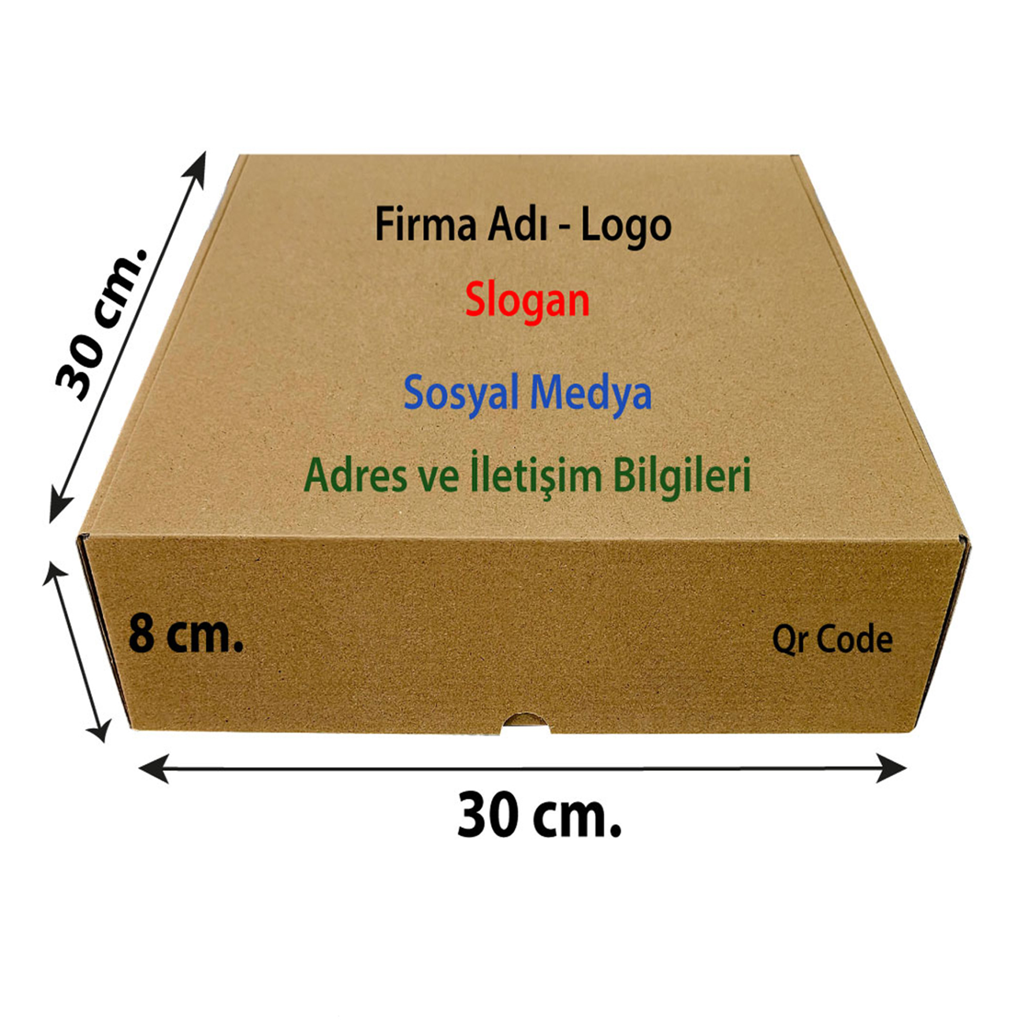 Firma Baskılı Kraft Kutu 30x30x8 cm 