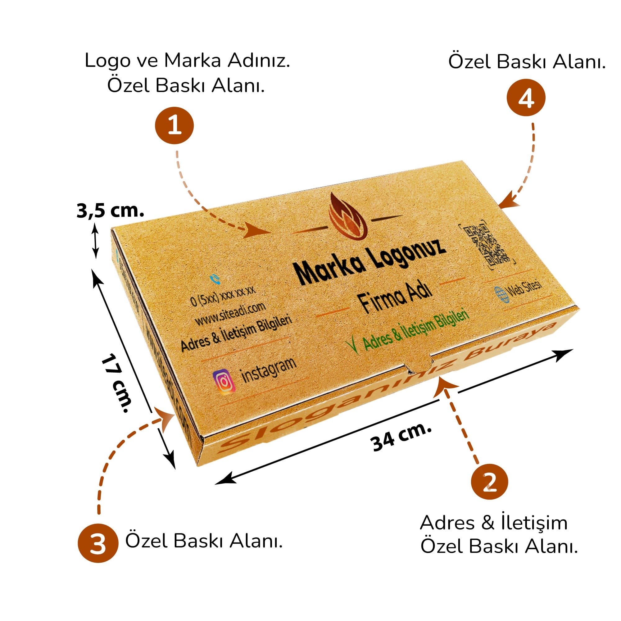 Firma Baskılı Kraft Kutu 34x17x3,5 cm