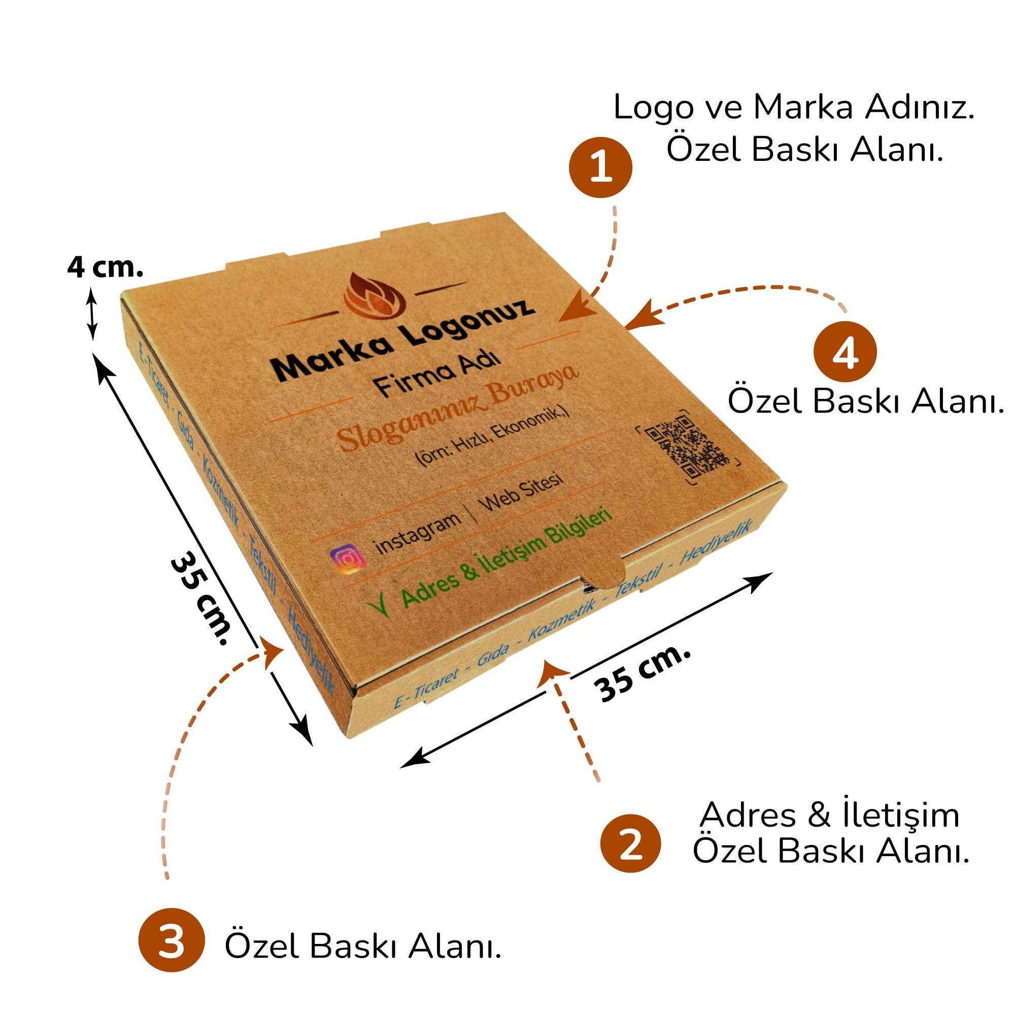 Firma Baskılı Kraft Kutu 35x35x4 cm 