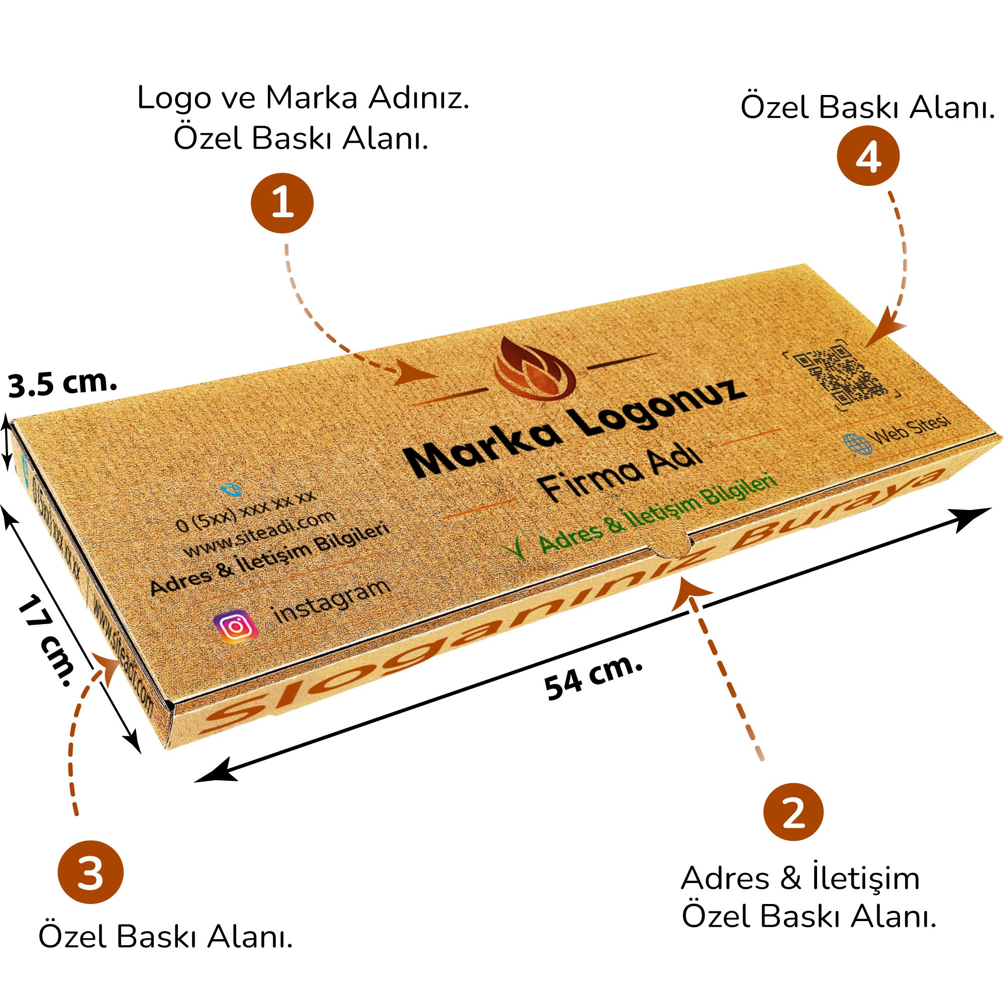 Firma Baskılı Kraft Kutu 54x17x3.5 cm