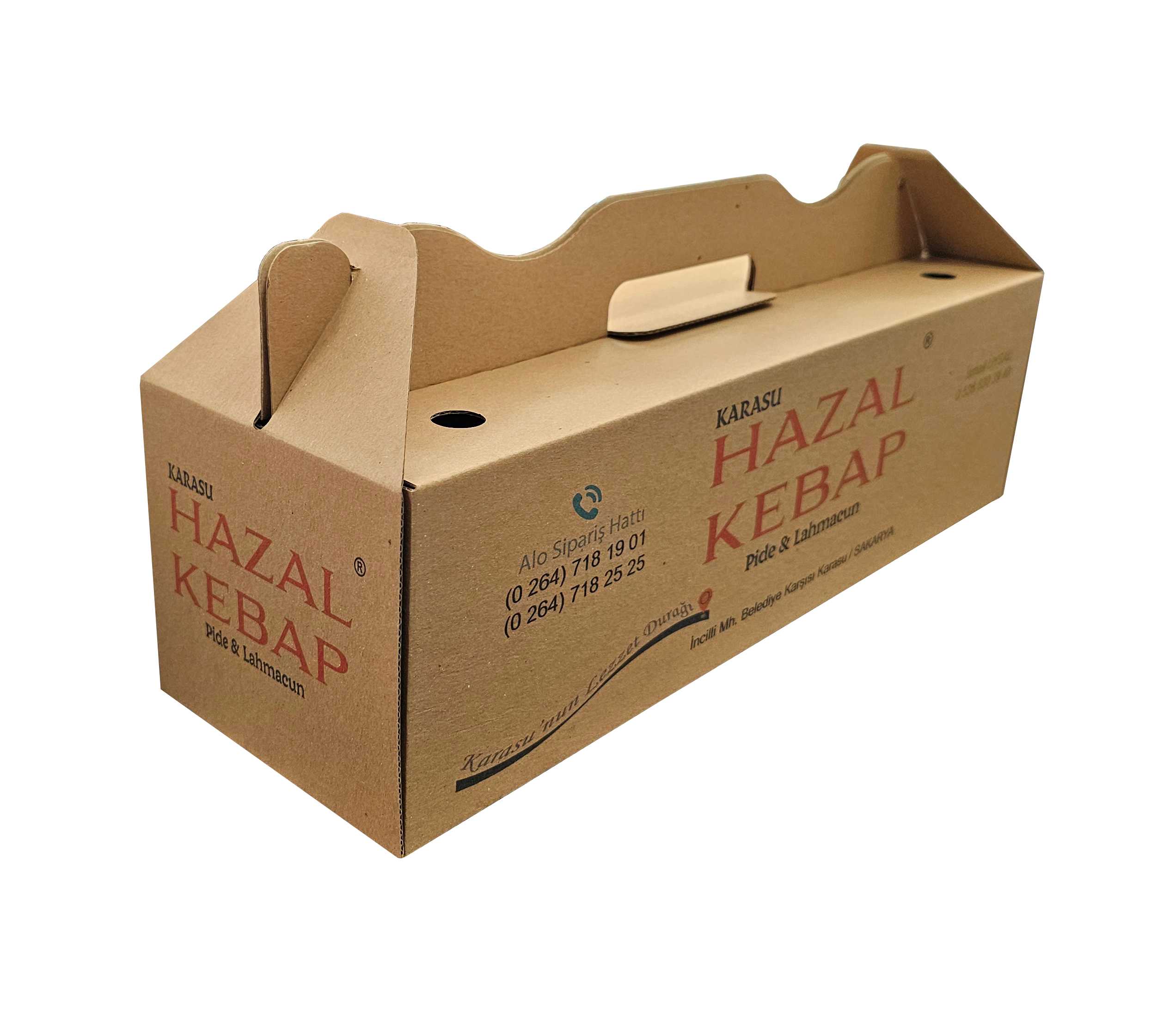 Firma Baskılı Saplı Lahmacun Kutusu (Kraft)