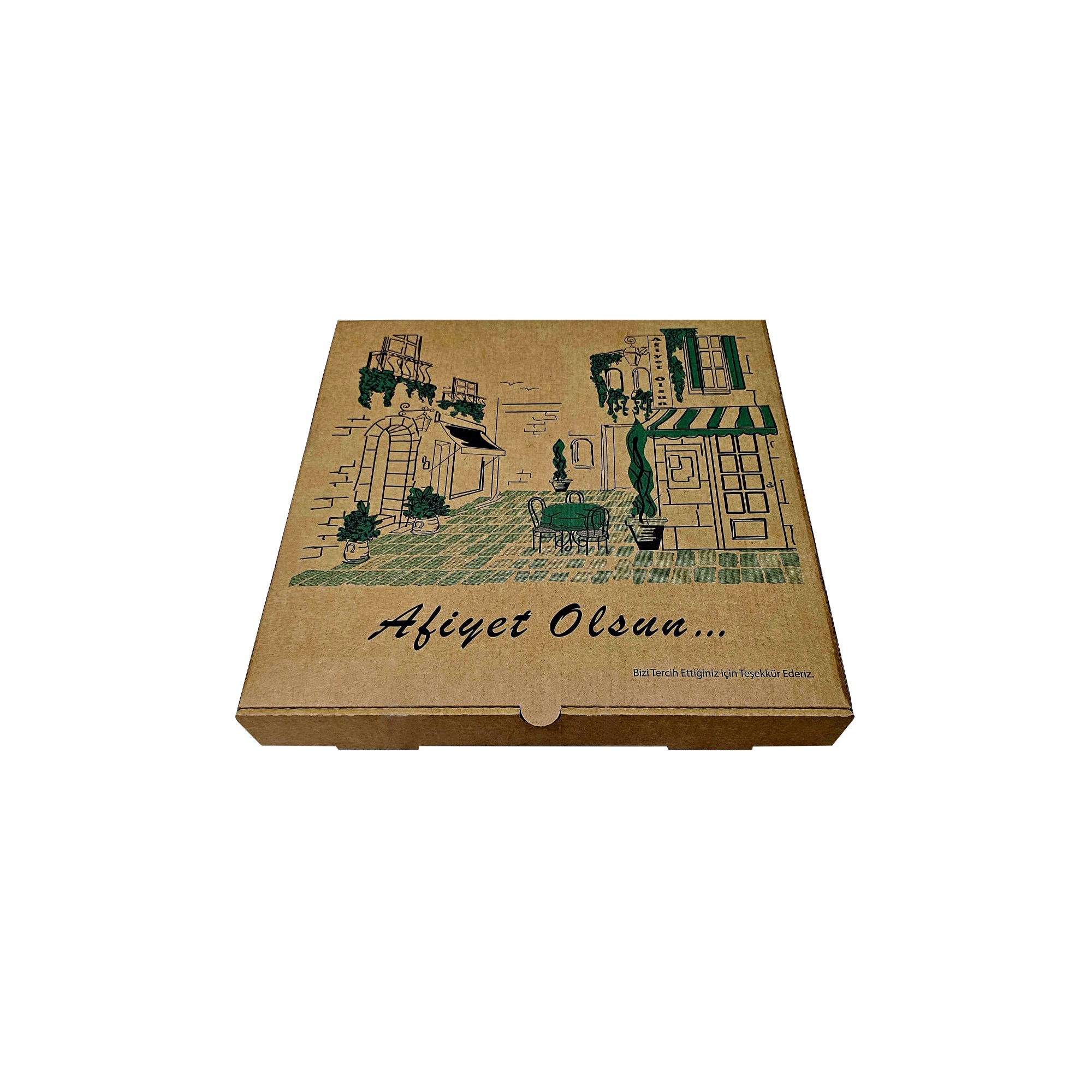 Kraft Karton Pizza Kutusu 22x22x3.5 cm 100 Adet