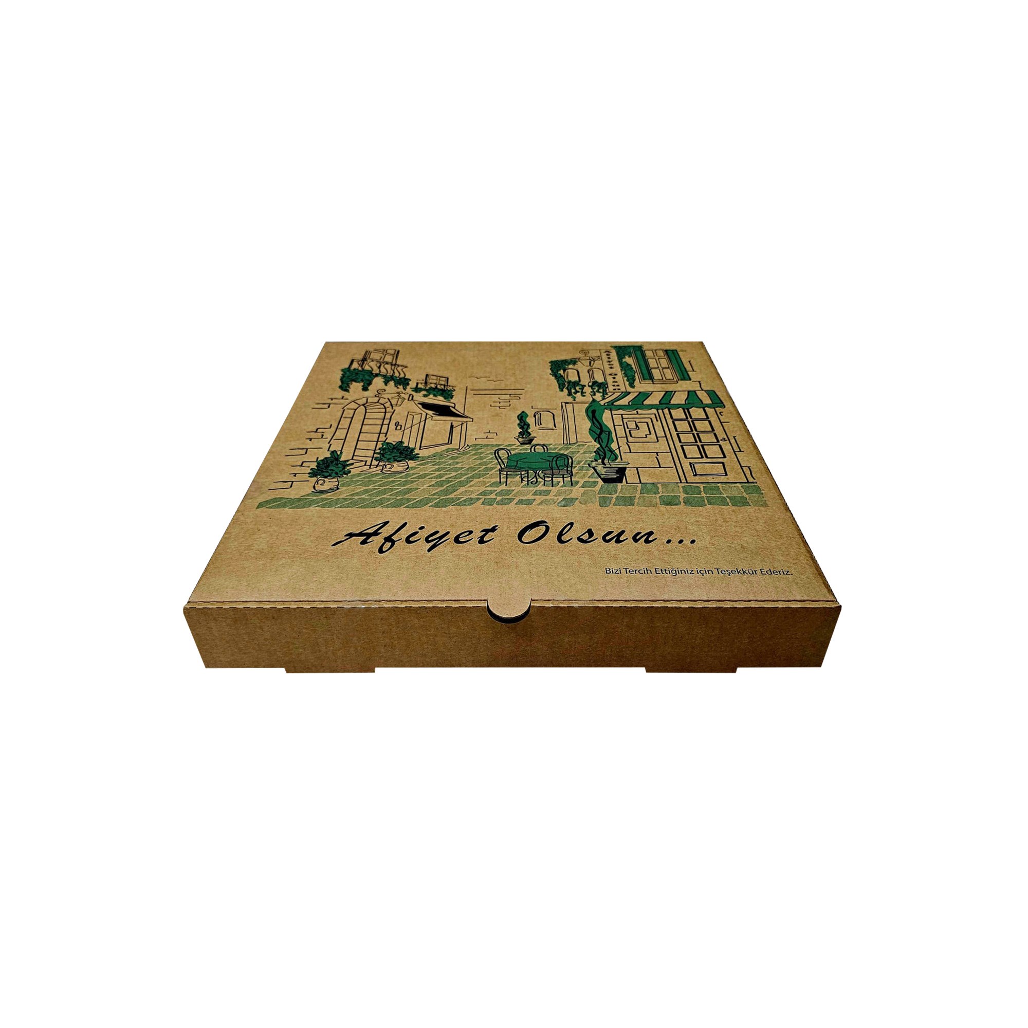 Kraft Karton Pizza Kutusu 22x22x3.5 cm 100 Adet