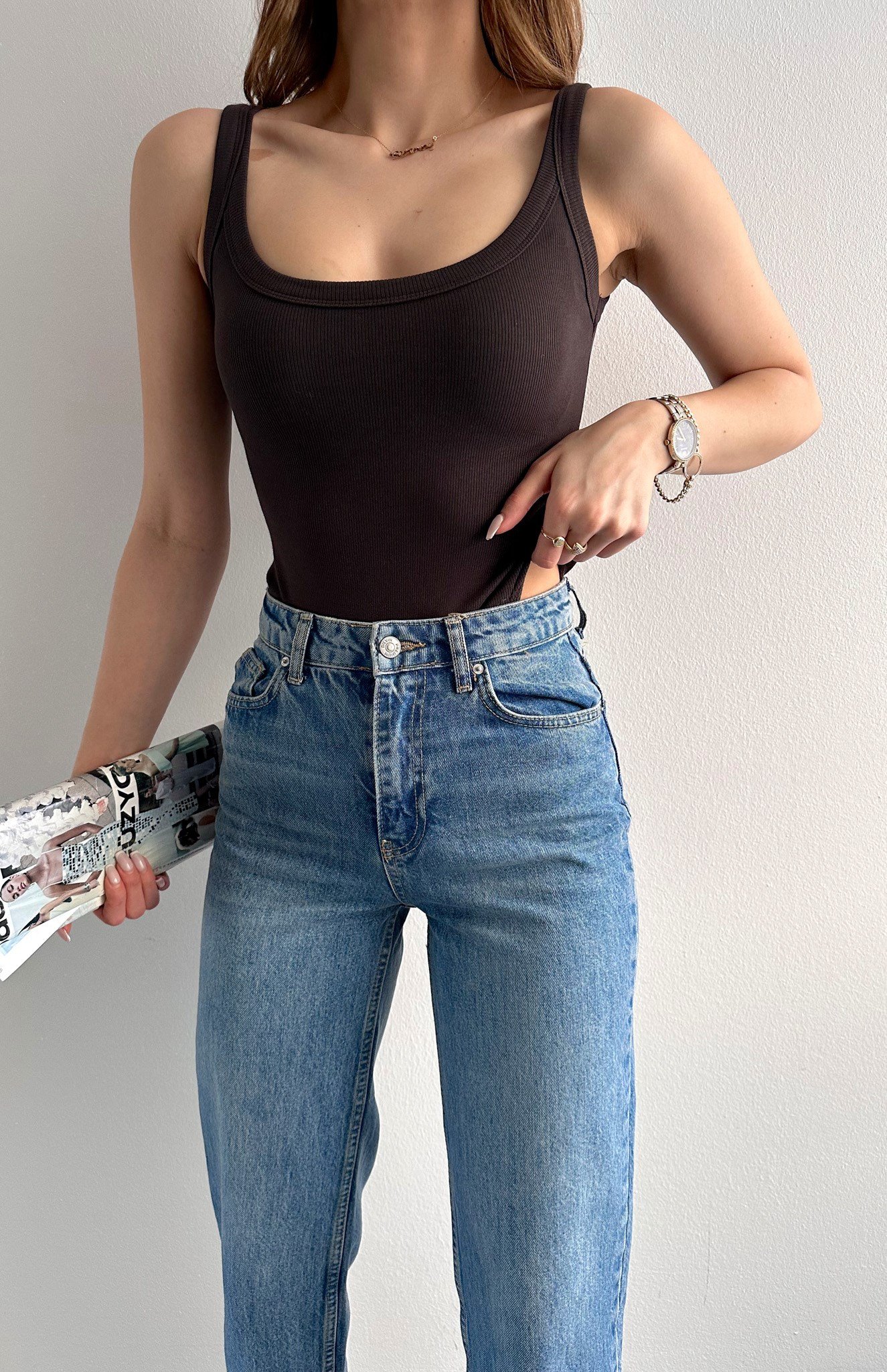 Askılı Body Atlet KAHVERENGİ