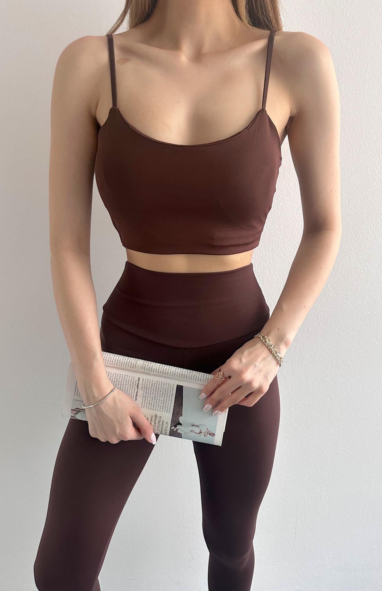 Gloplu Askılı Atlet KAHVERENGİ