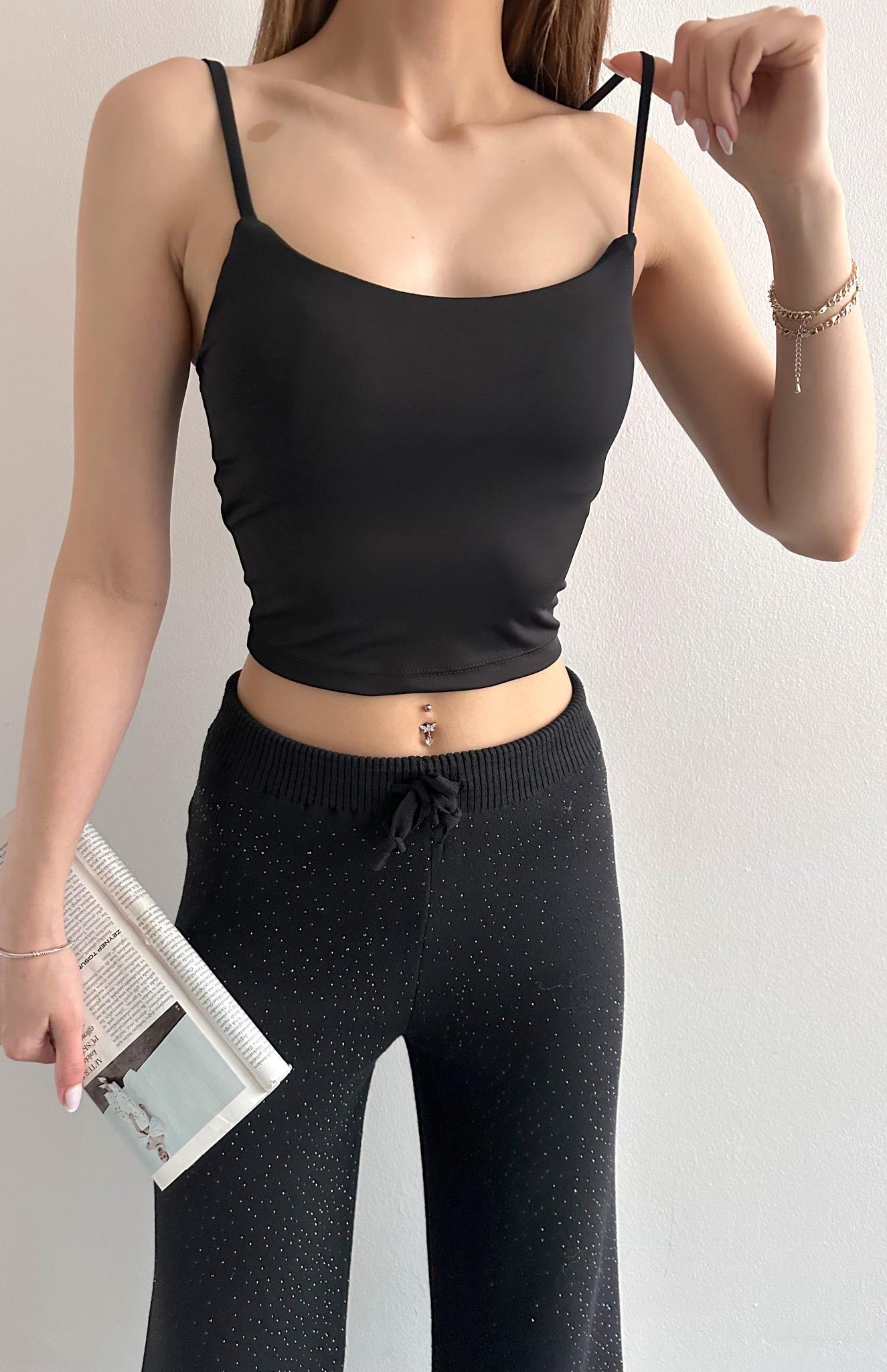 Gloplu Askılı Atlet SİYAH