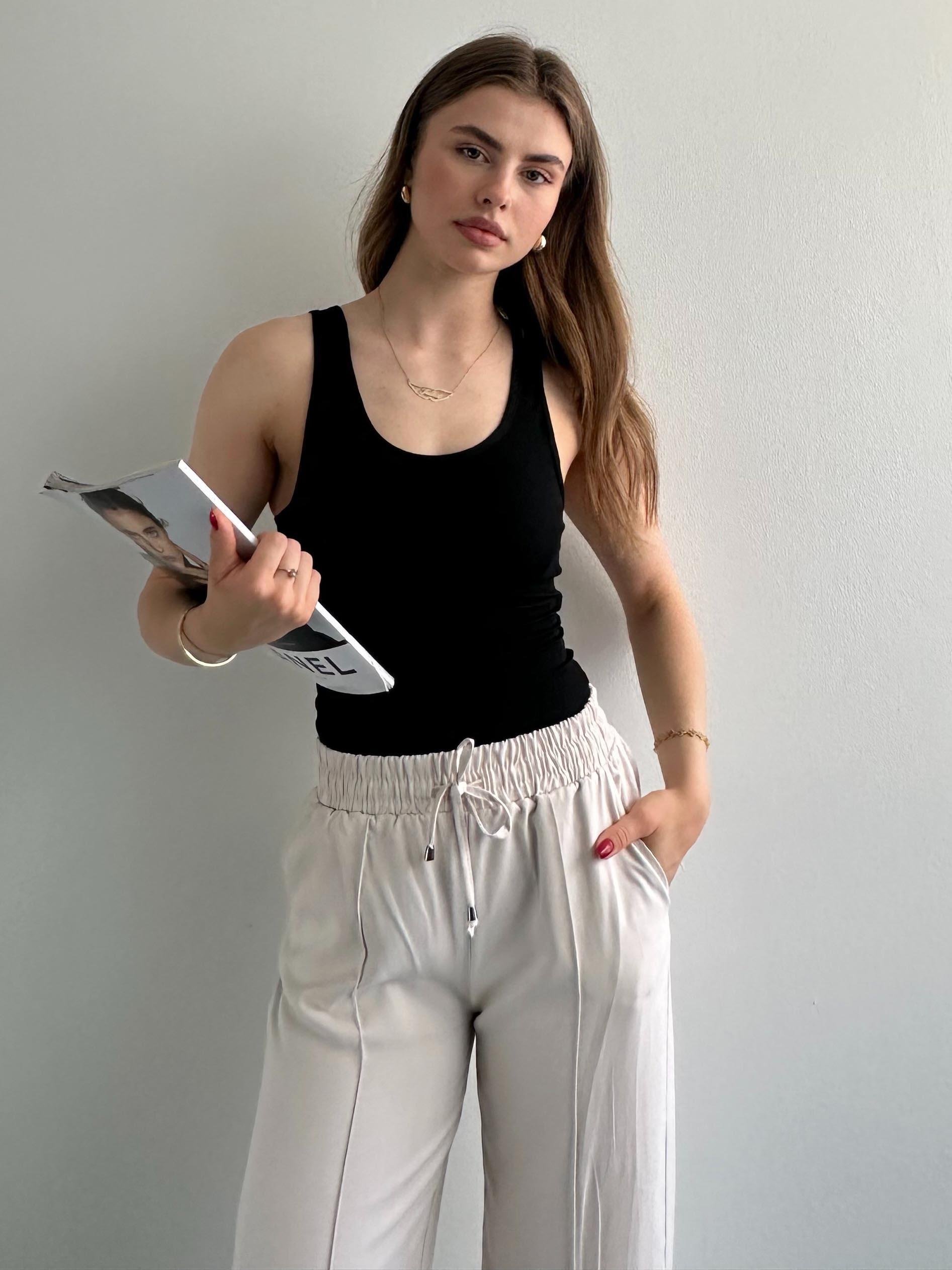 İçi Kaplı Crop Atlet SİYAH
