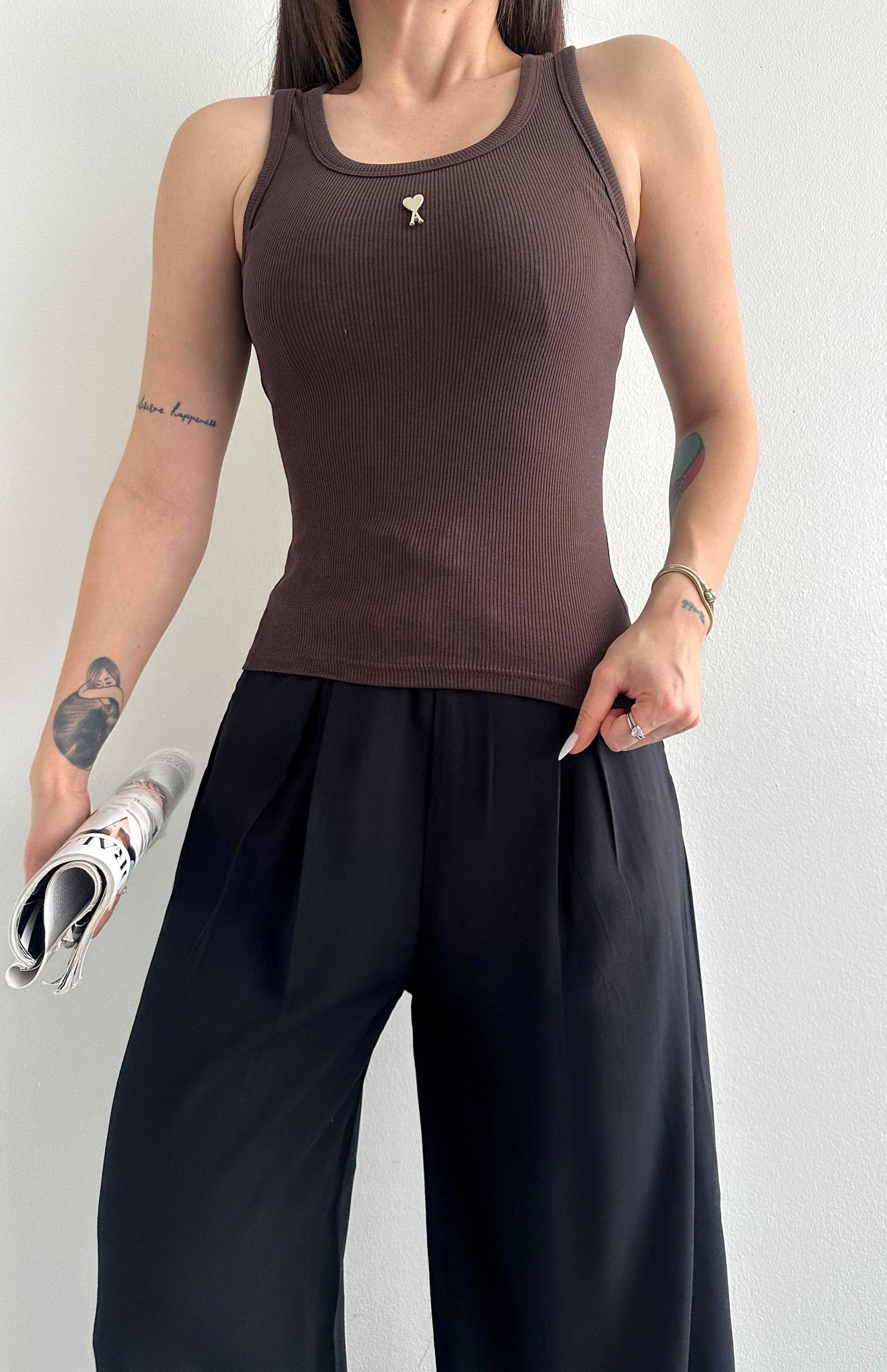 Kalp Bronşlu Atlet KAHVERENGİ