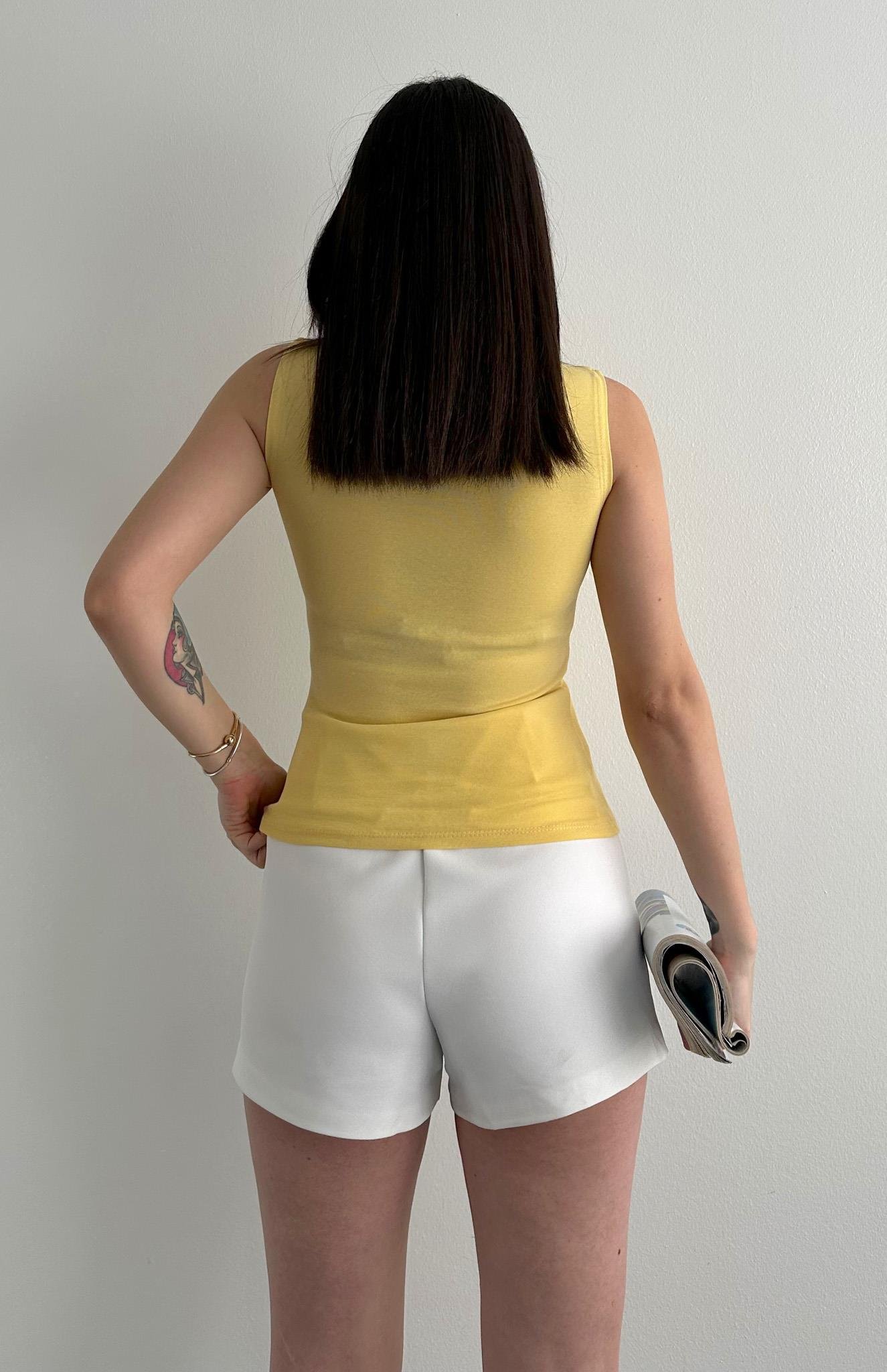 Kayık Yaka Kolsuz Atlet SARI