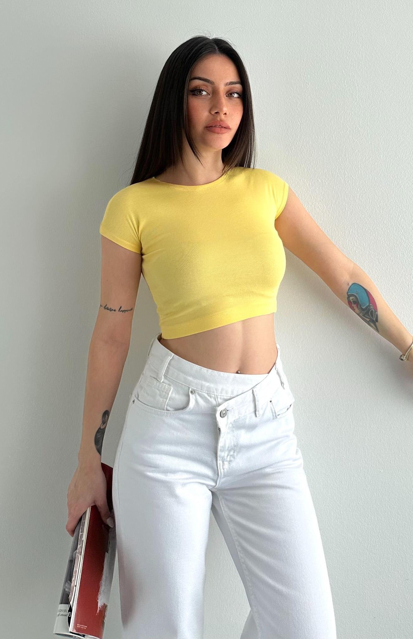 Pamuk Ve Modal Karışımlı Atlet SARI