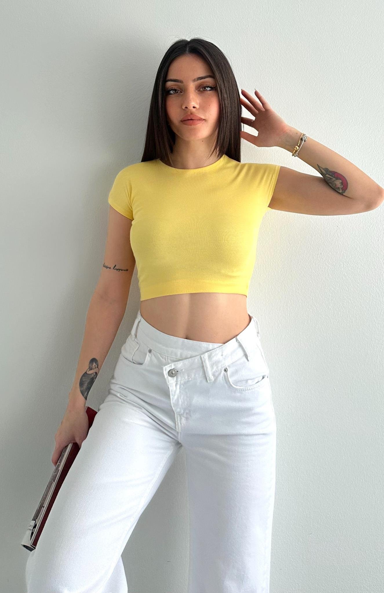 Pamuk Ve Modal Karışımlı Atlet SARI