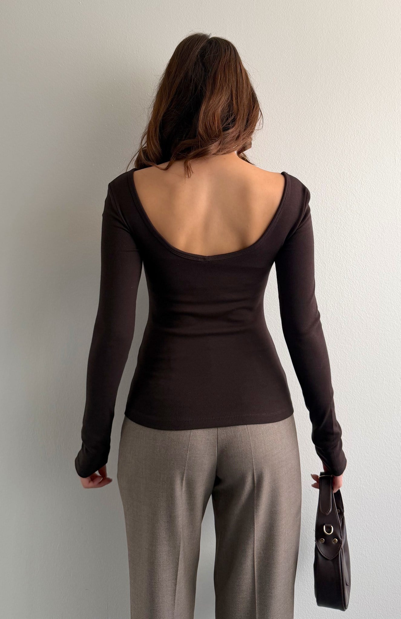 Bra-Free Uzun Kollu Bluz KOYU KAHVE