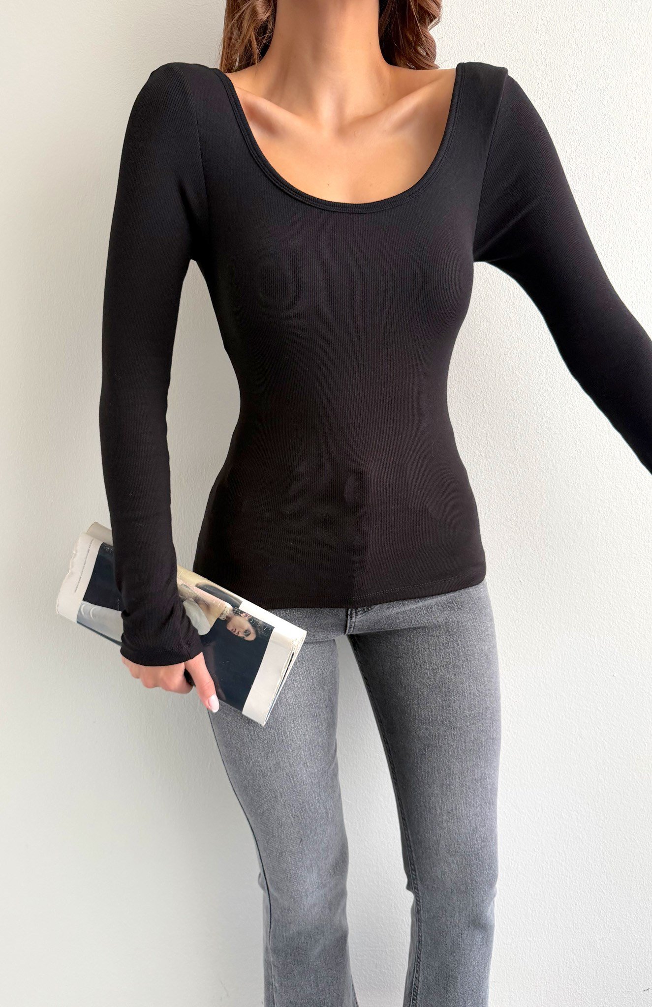 Bra-Free Uzun Kollu Bluz SİYAH
