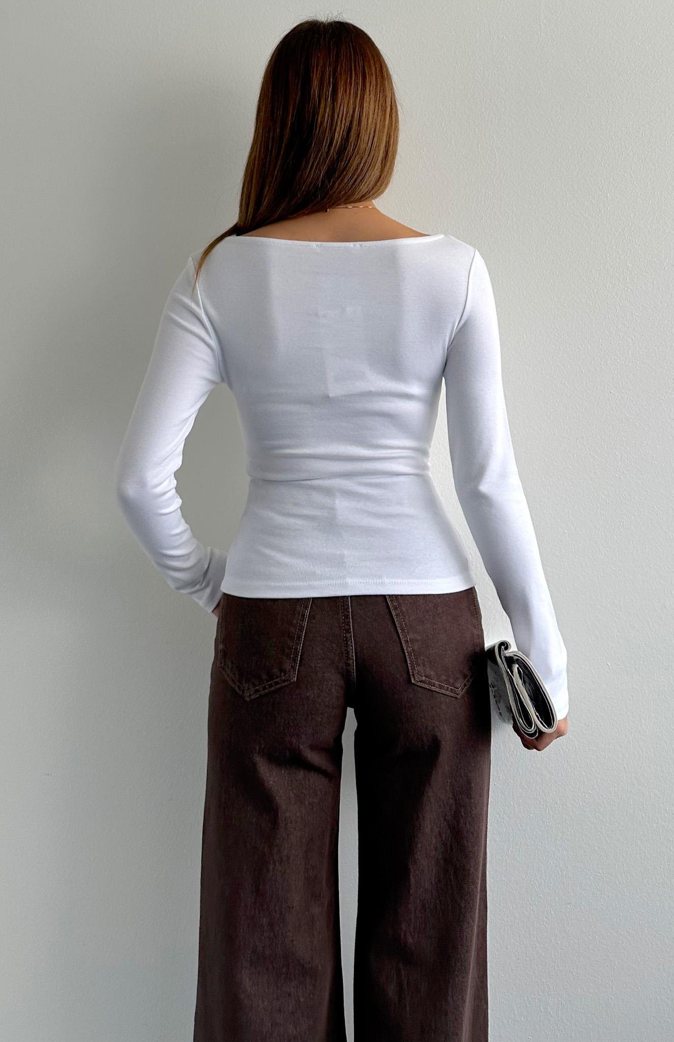 Büzgülü Kayık Yaka Bluz BEYAZ