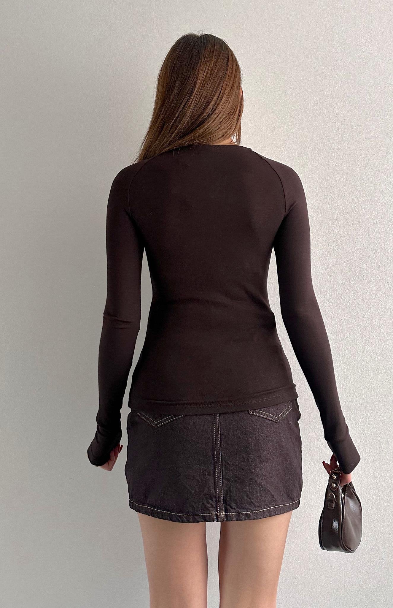 Damla Aksesuarlı Bluz KAHVERENGİ