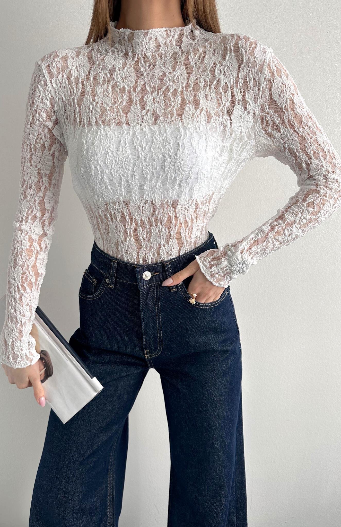 Dantel Bluz BEYAZ