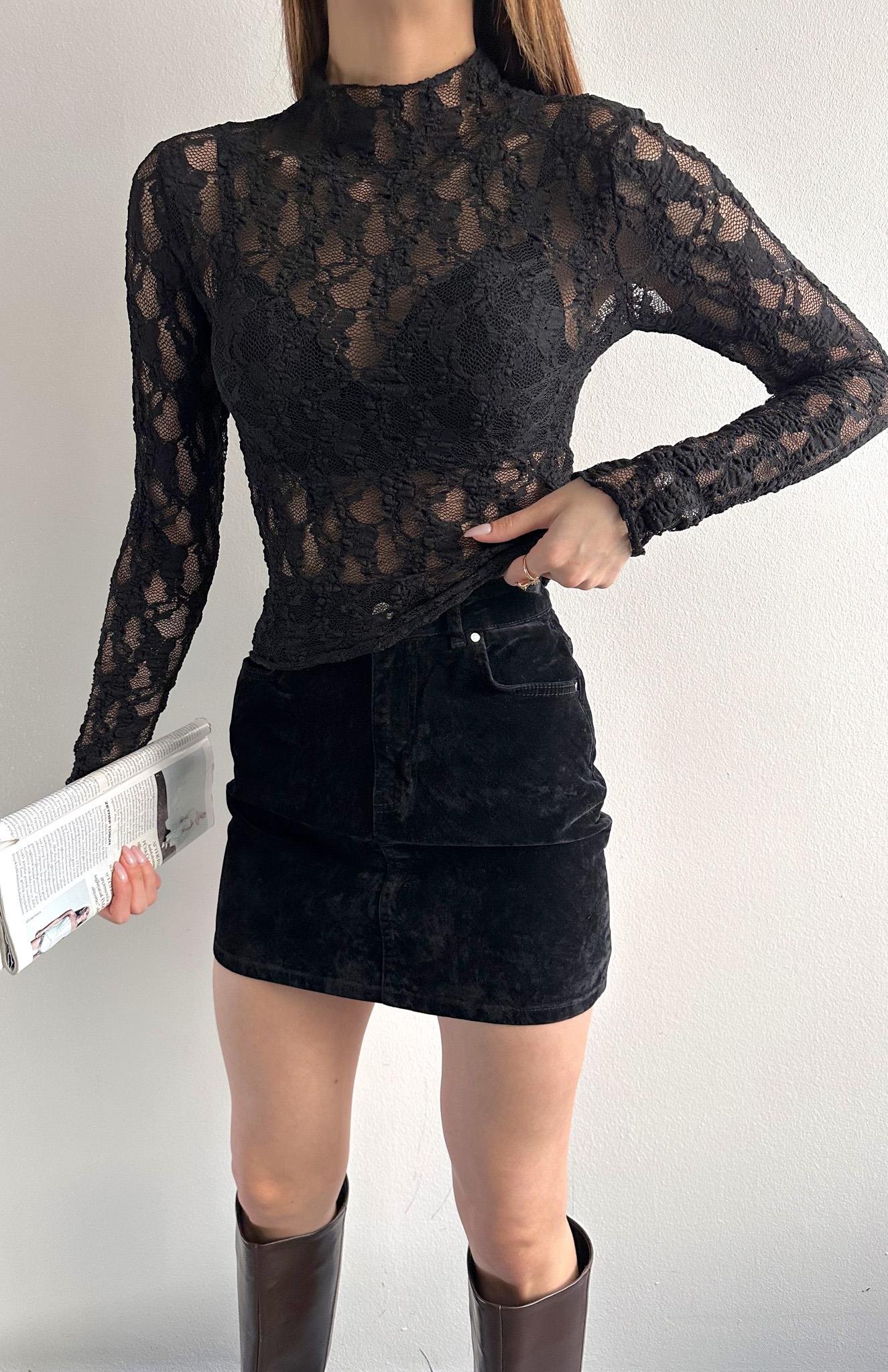 Dantel Bluz SİYAH