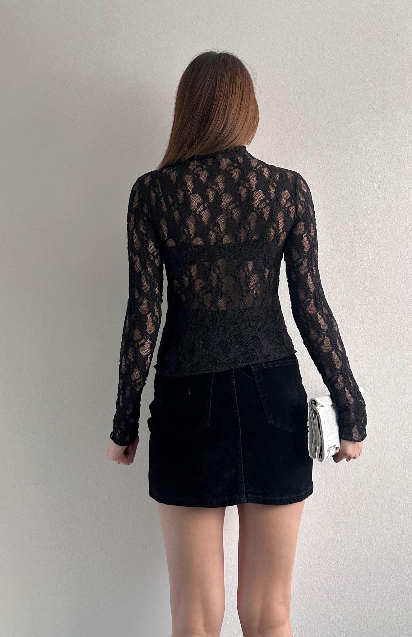 Dantel Bluz SİYAH
