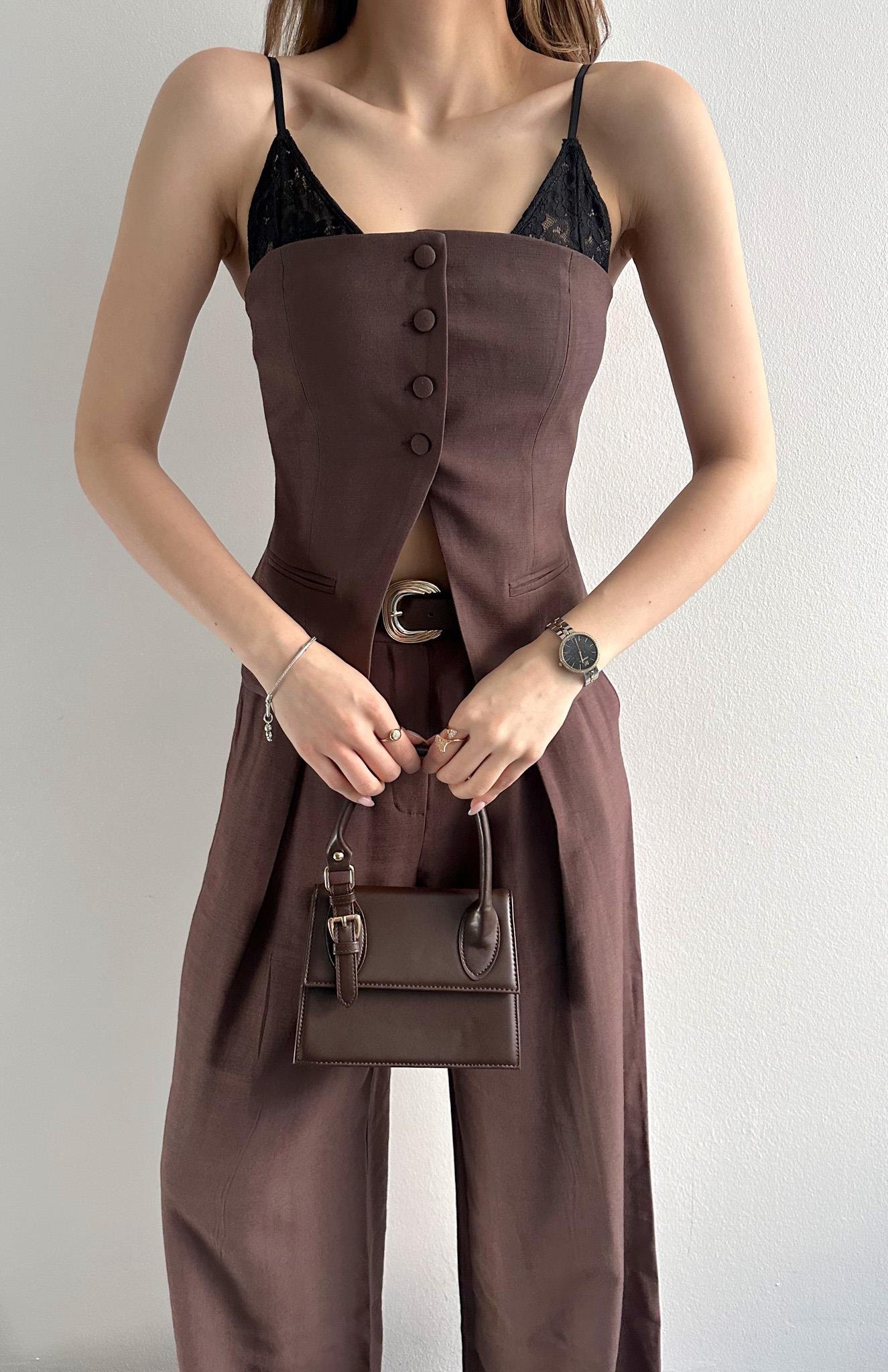 Dantel Detaylı Bluz KAHVERENGİ