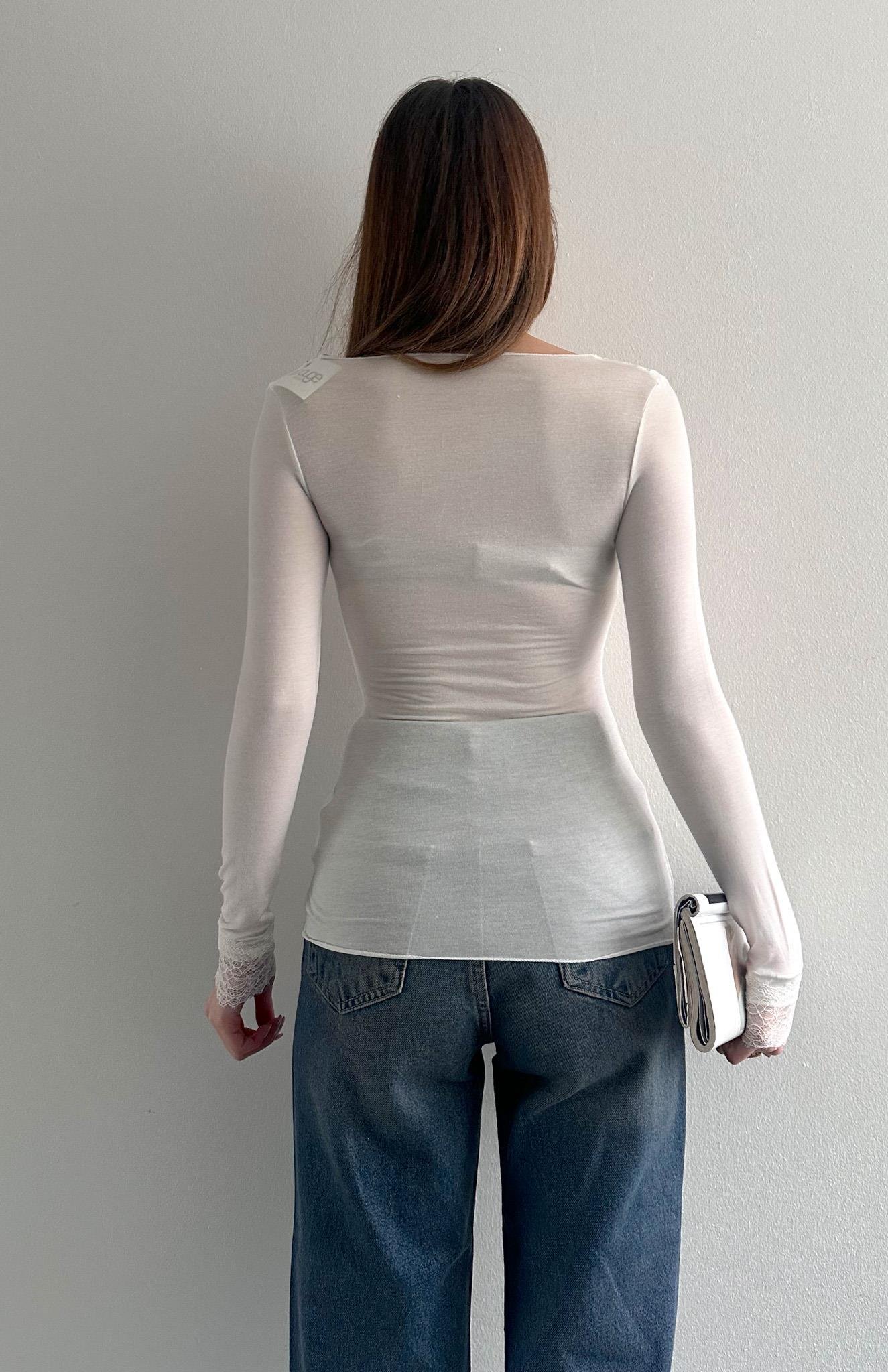 Dantel Detaylı Kaşmir Bluz EKRU