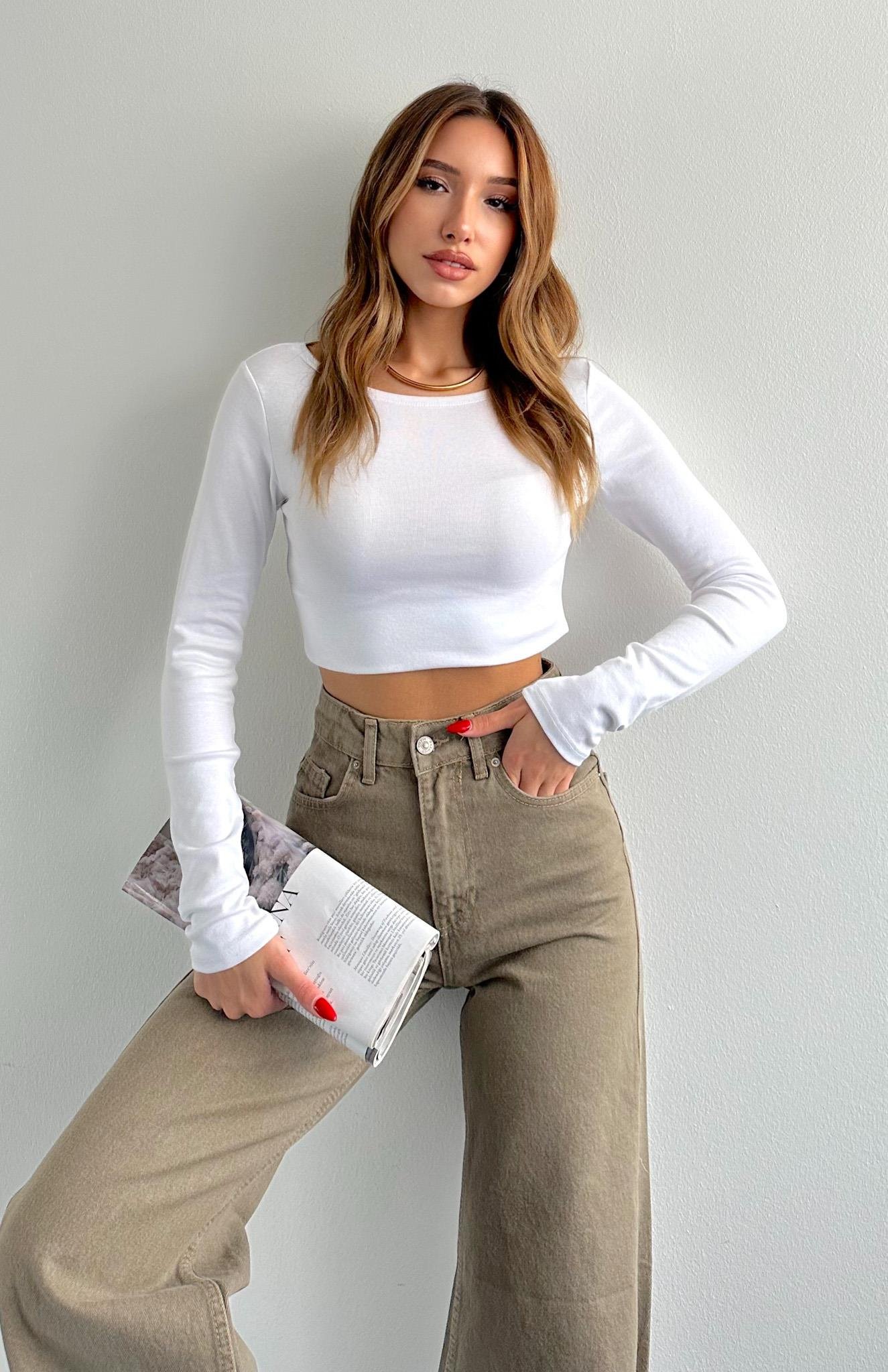 Kayık Yaka Bluz BEYAZ