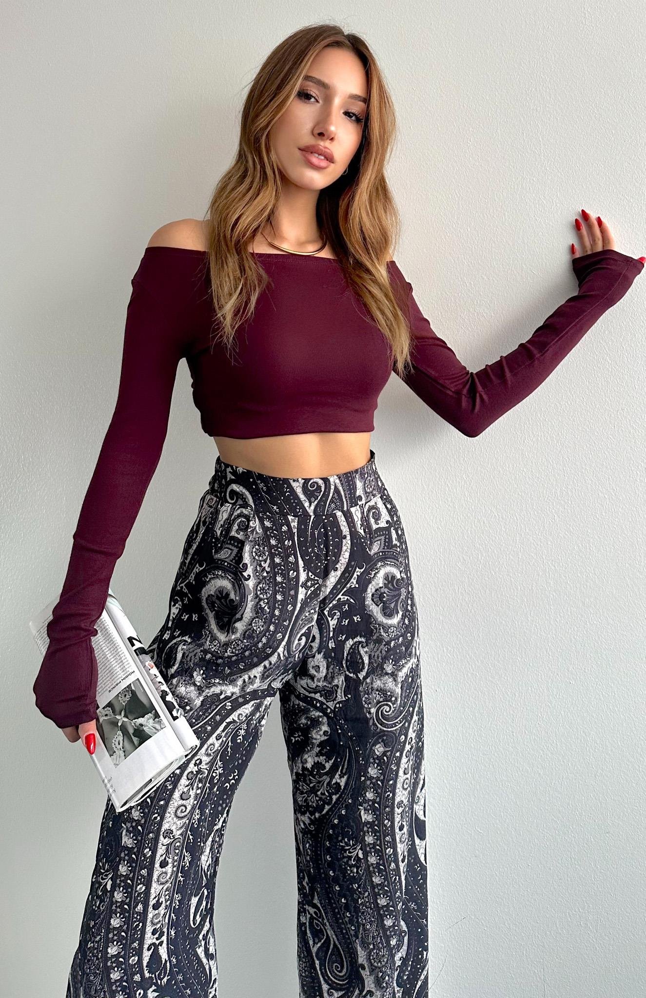 Kayık Yaka Bluz BORDO