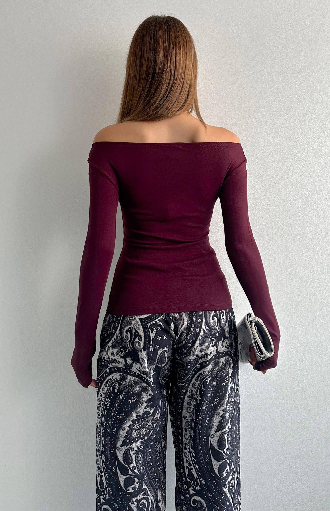 Kayık Yaka Bluz BORDO