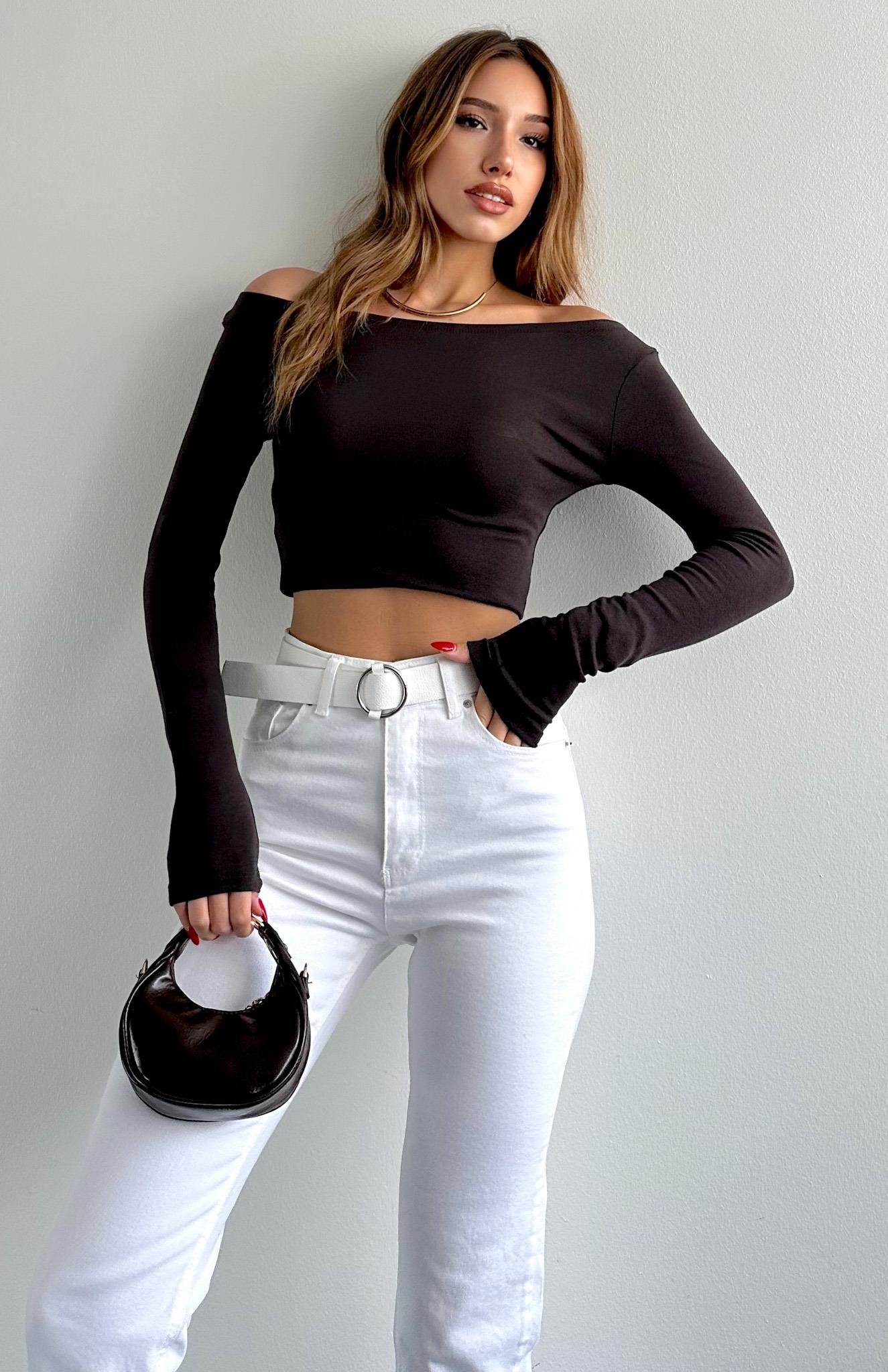 Kayık Yaka Bluz KOYU KAHVE