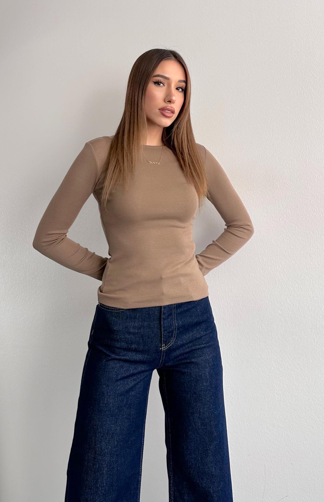 Kayık Yaka Bluz VİZON