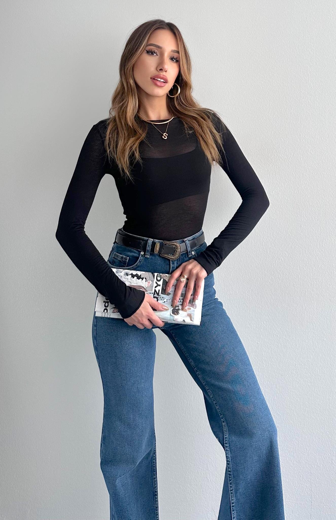 Kayık Yaka Modal Kaşmir Ultra Hafif Bluz SİYAH