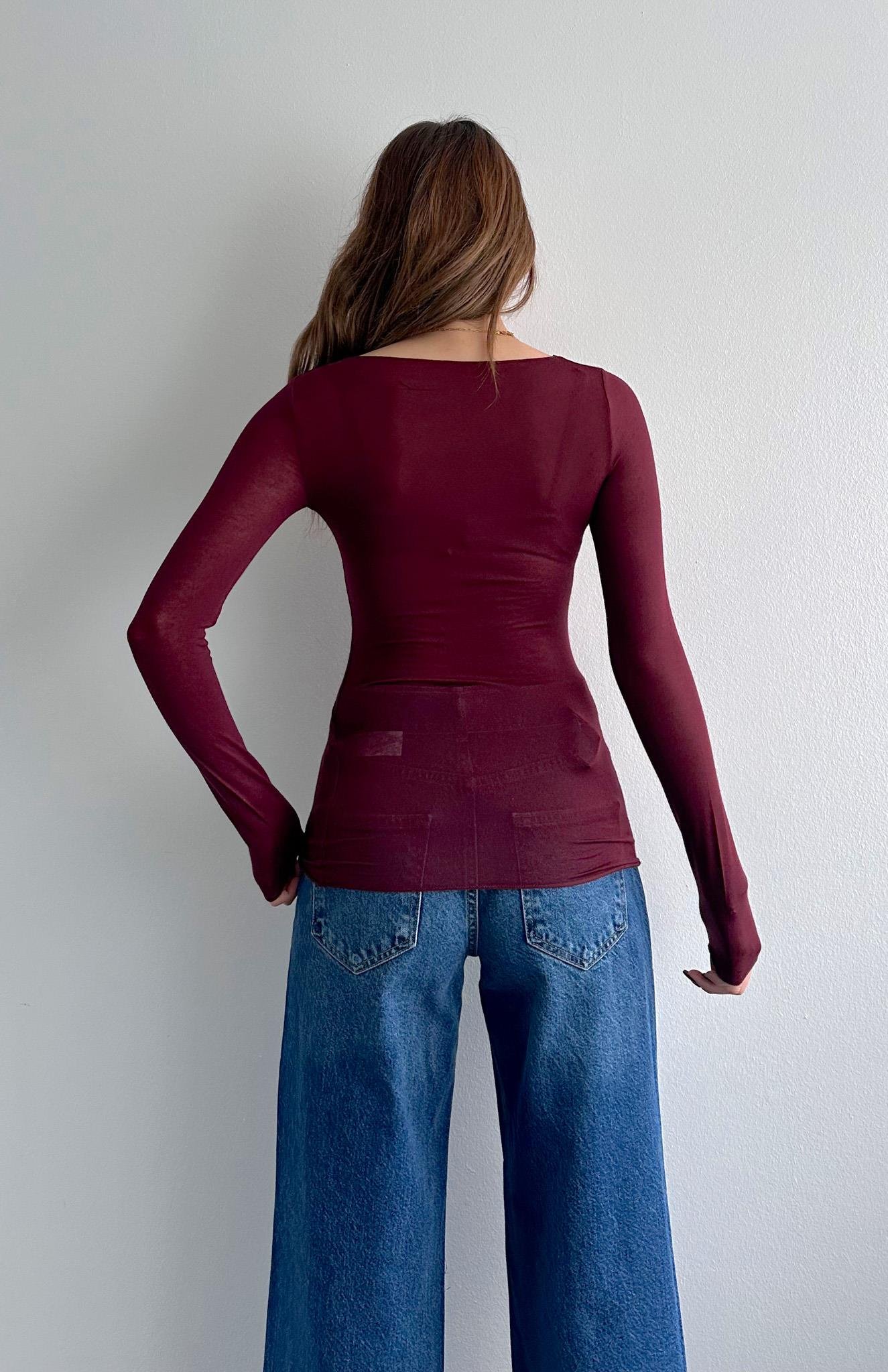 Kayık Yaka Modal Kaşmir Ultra Hafif Bluz BORDO