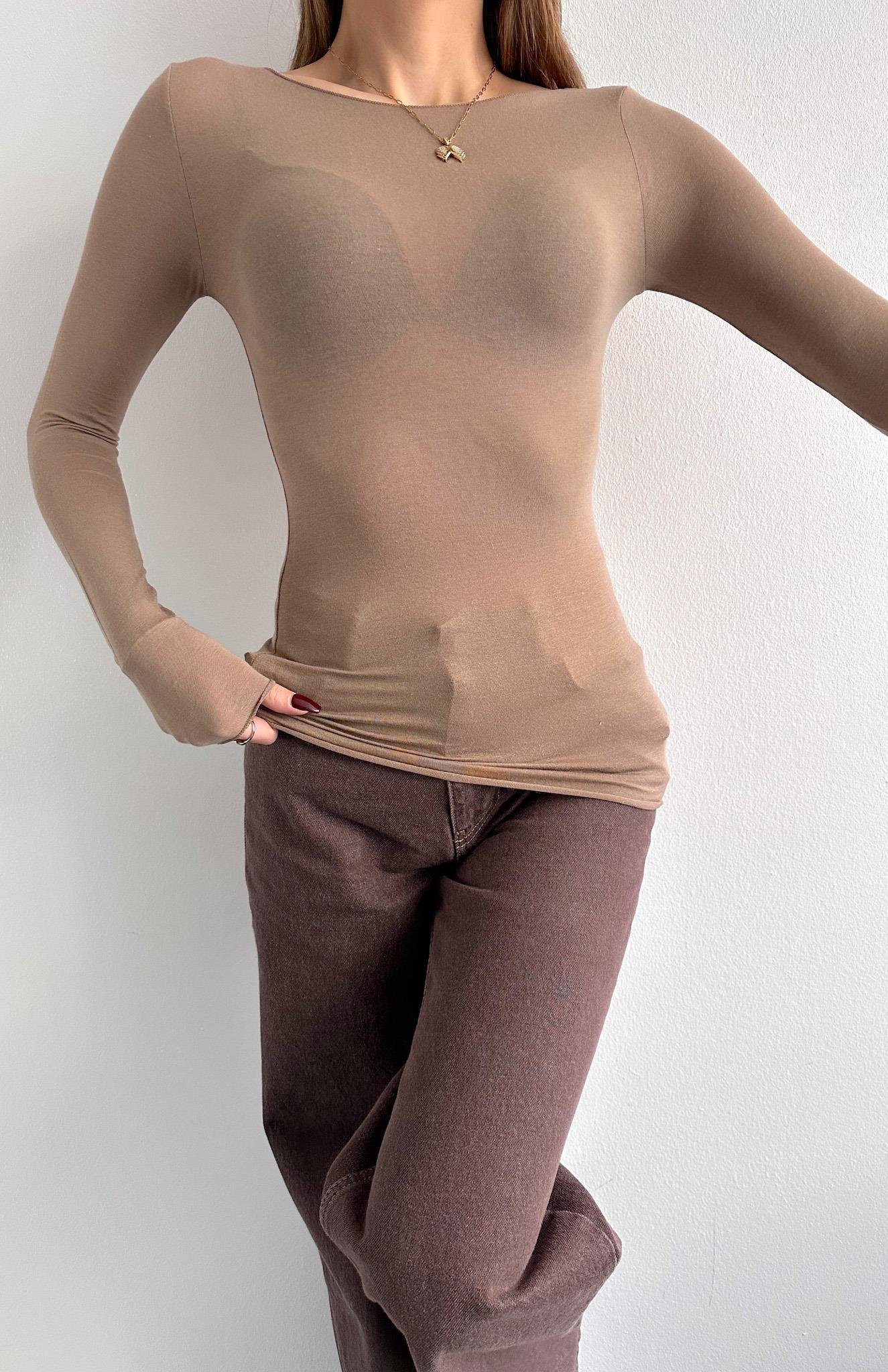 Kayık Yaka Modal Kaşmir Ultra Hafif Bluz VİZON