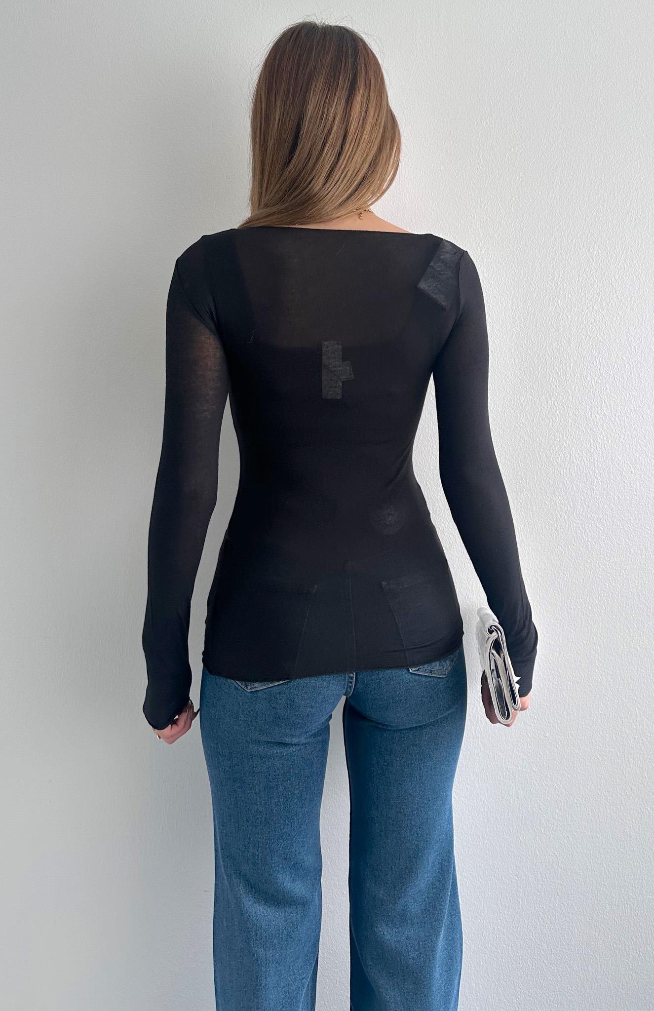 Kayık Yaka Modal Kaşmir Ultra Hafif Bluz SİYAH