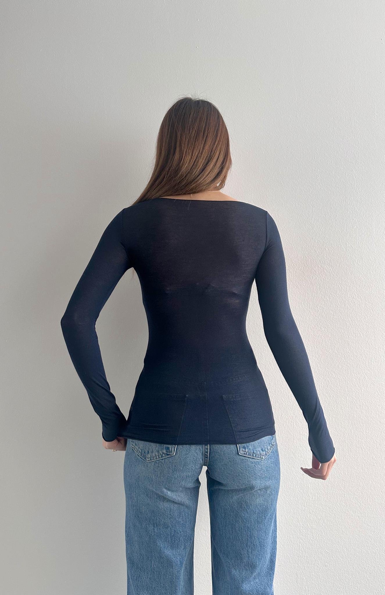 Kayık Yaka Modal Kaşmir Ultra Hafif Bluz LACİVERT