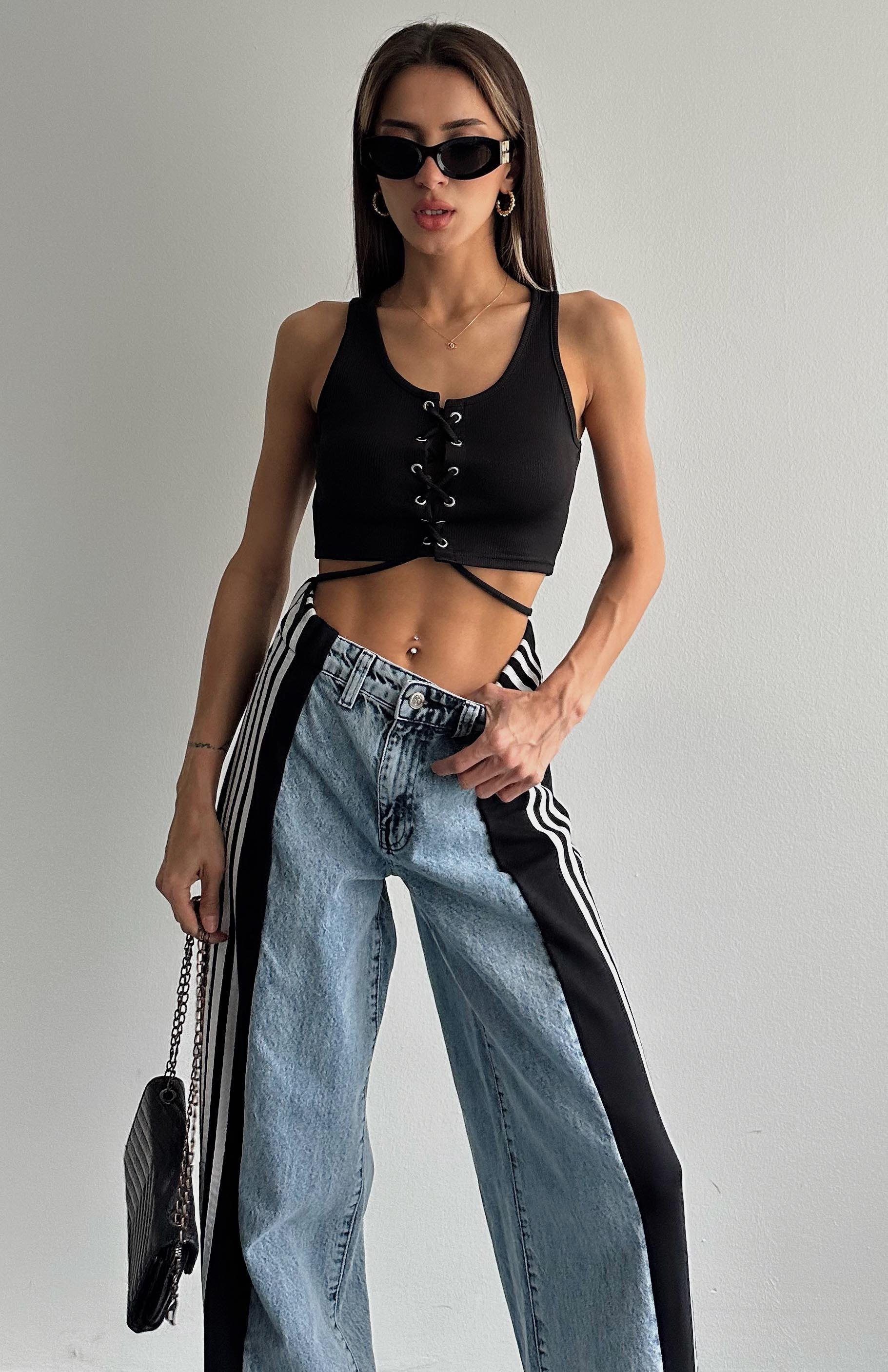 Kuş Gözlü Sıfır Kol Bluz SİYAH