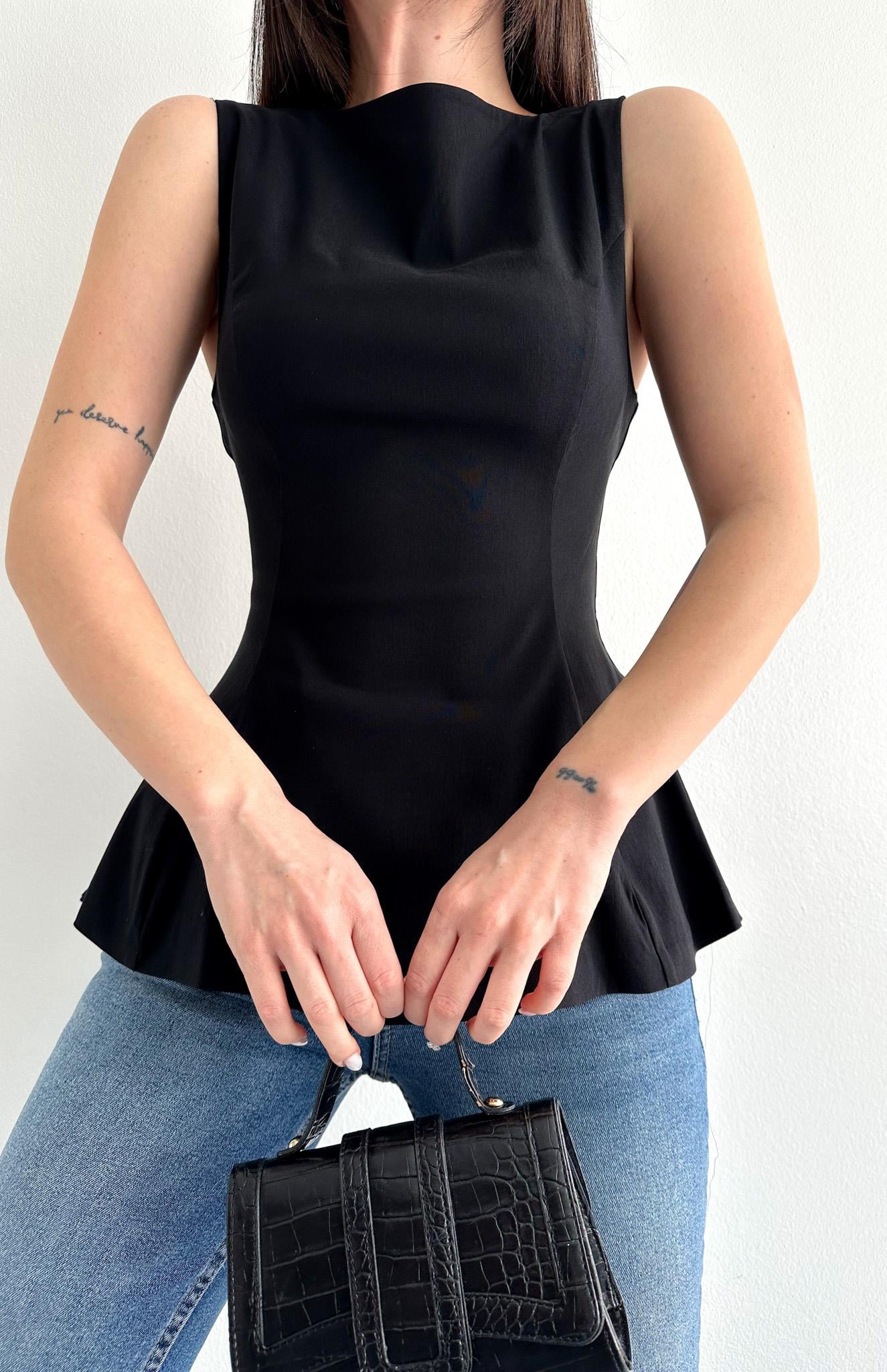 Peplum Bluz SİYAH