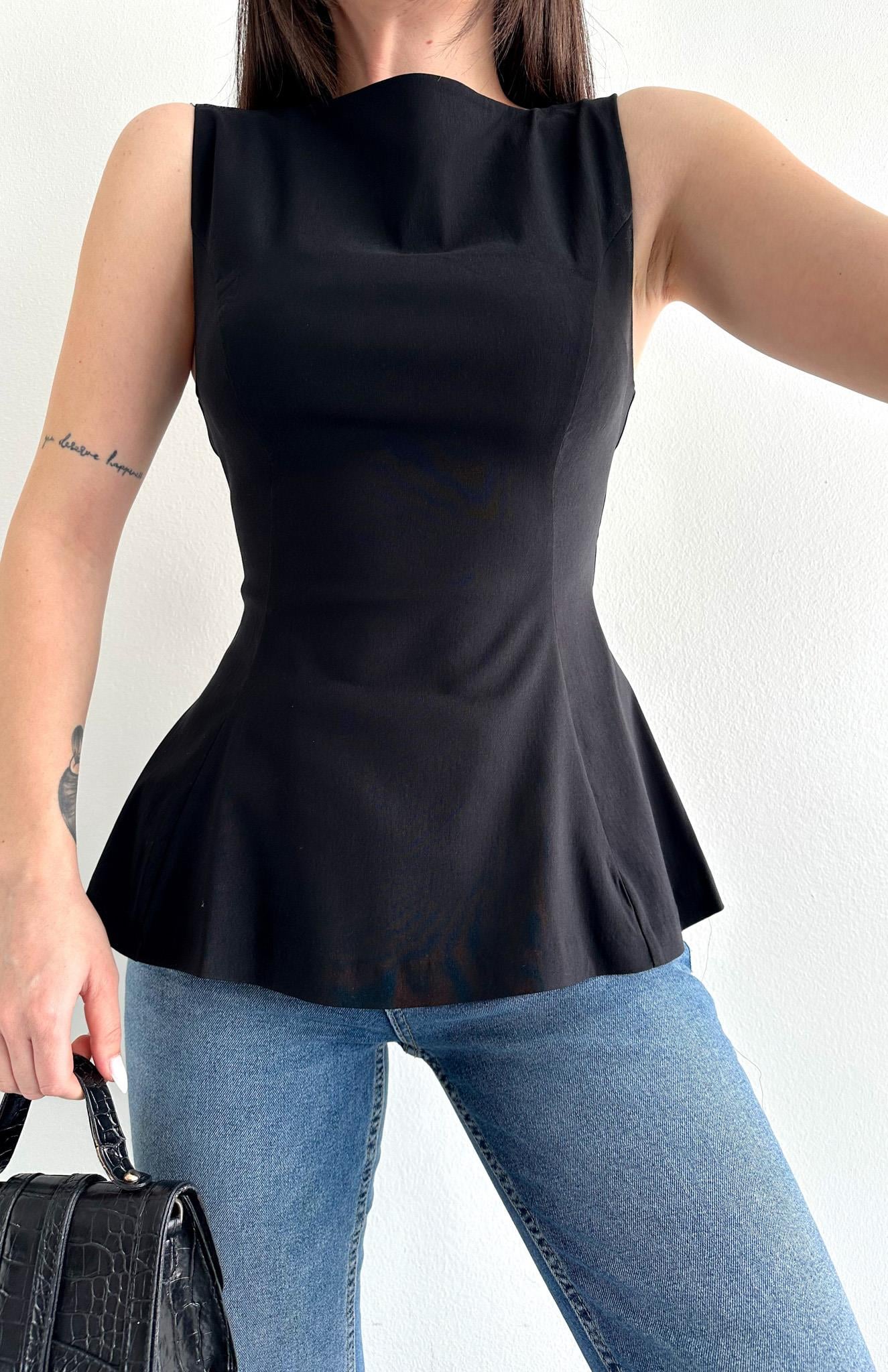 Peplum Bluz SİYAH
