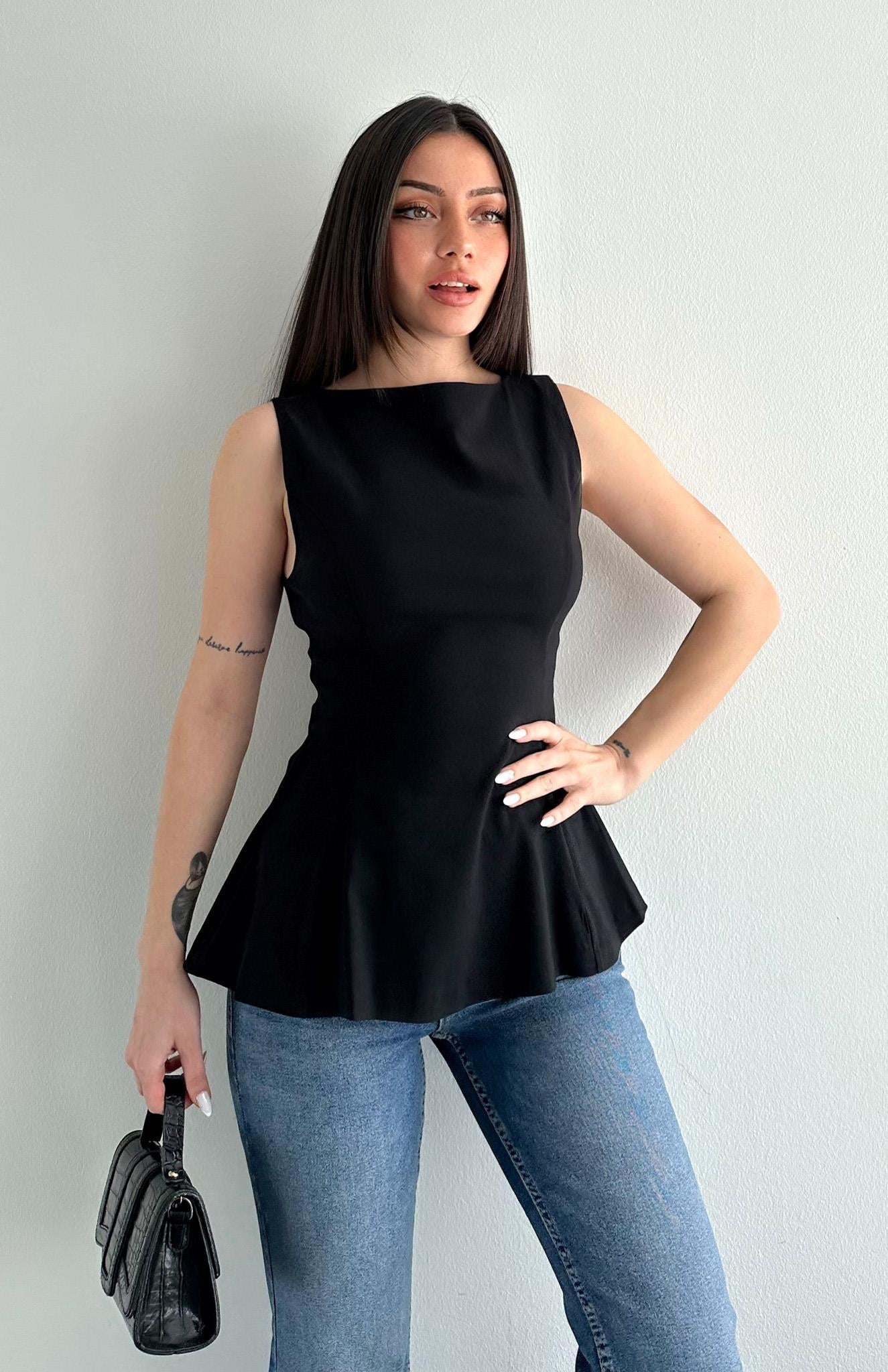 Peplum Bluz SİYAH