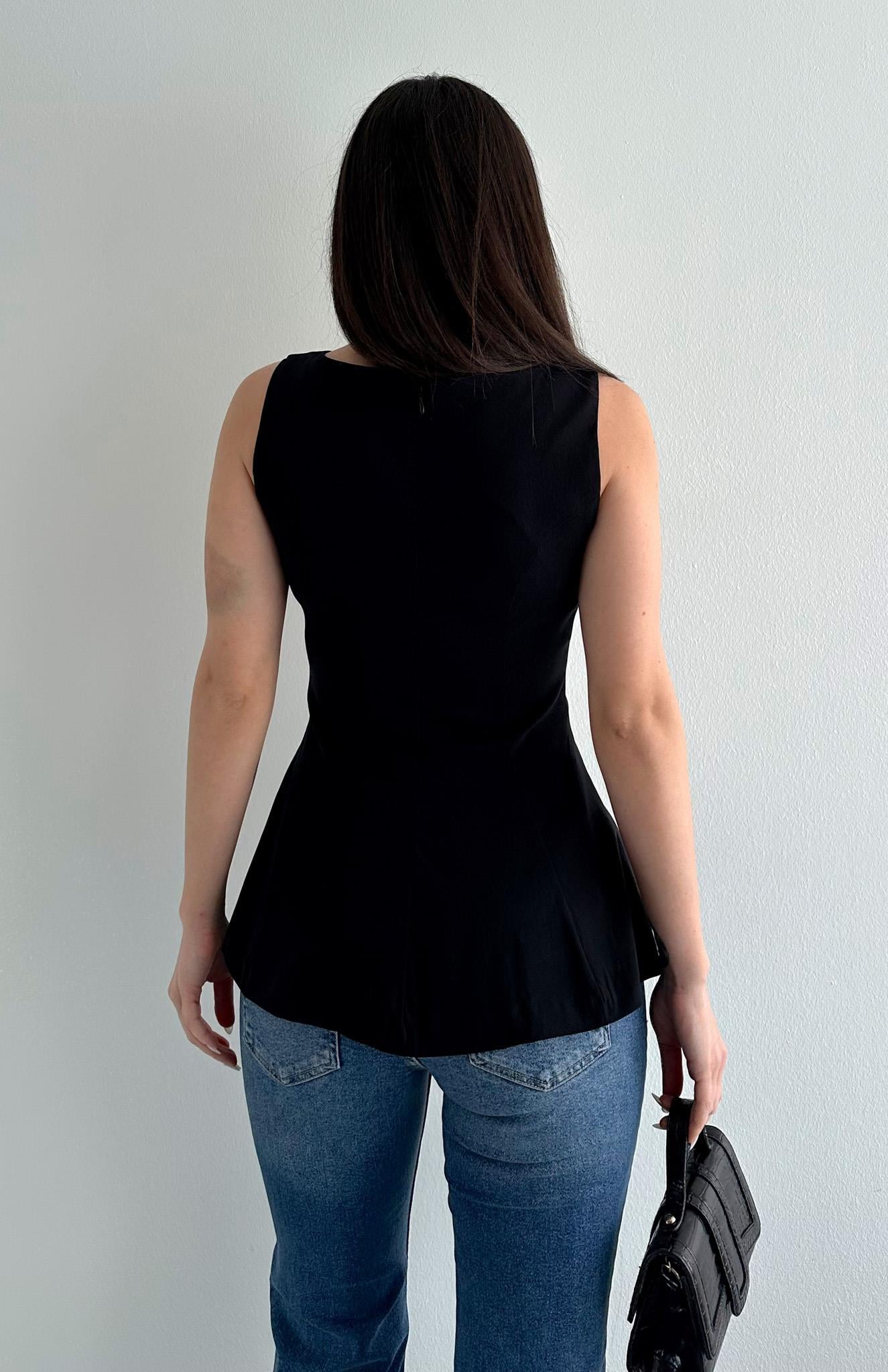 Peplum Bluz SİYAH