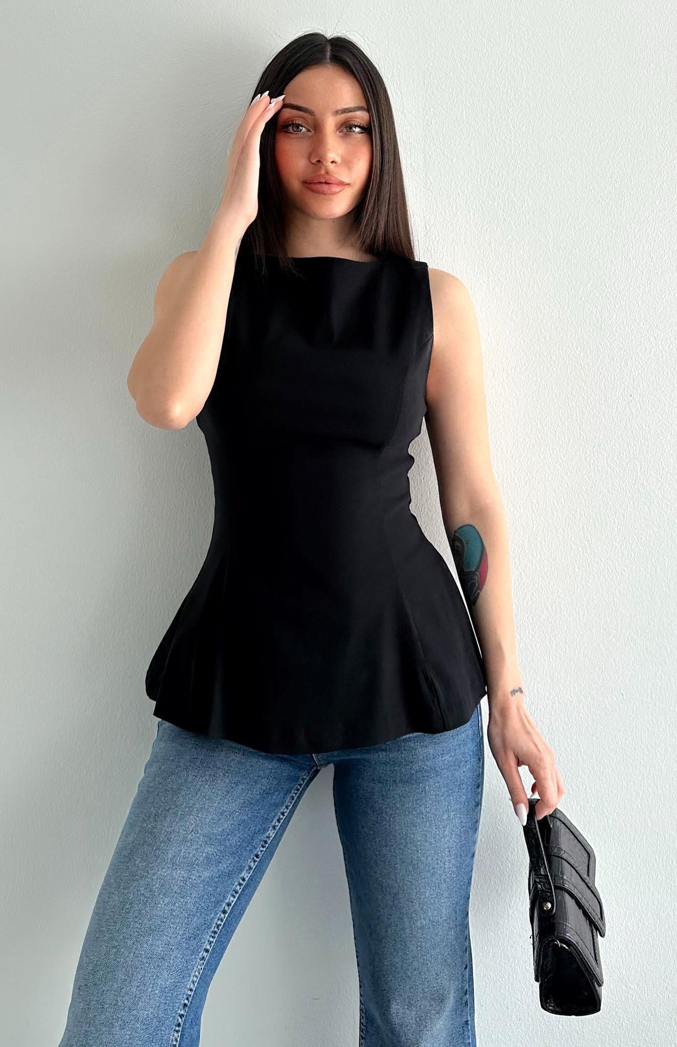 Peplum Bluz SİYAH
