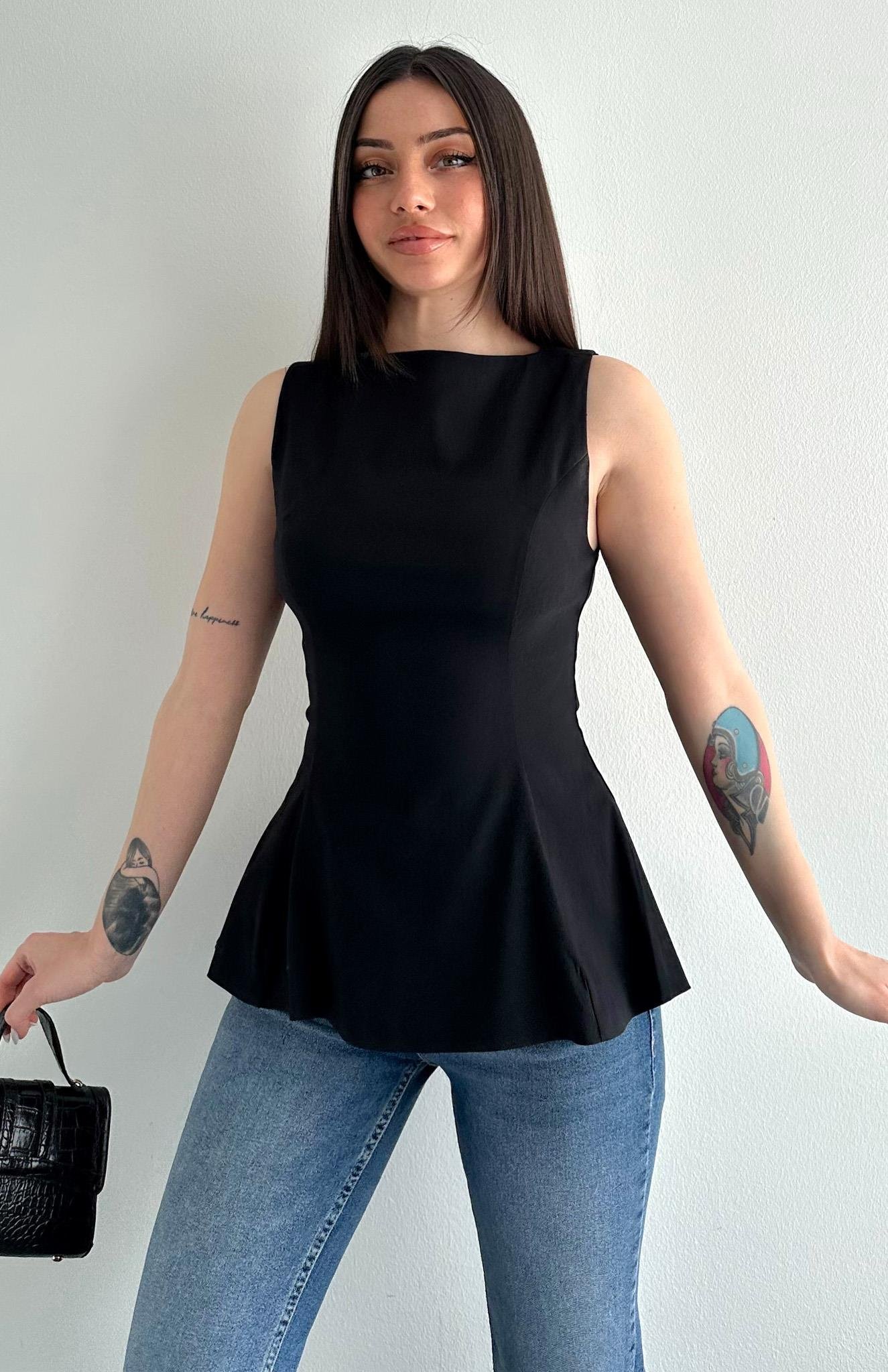 Peplum Bluz SİYAH