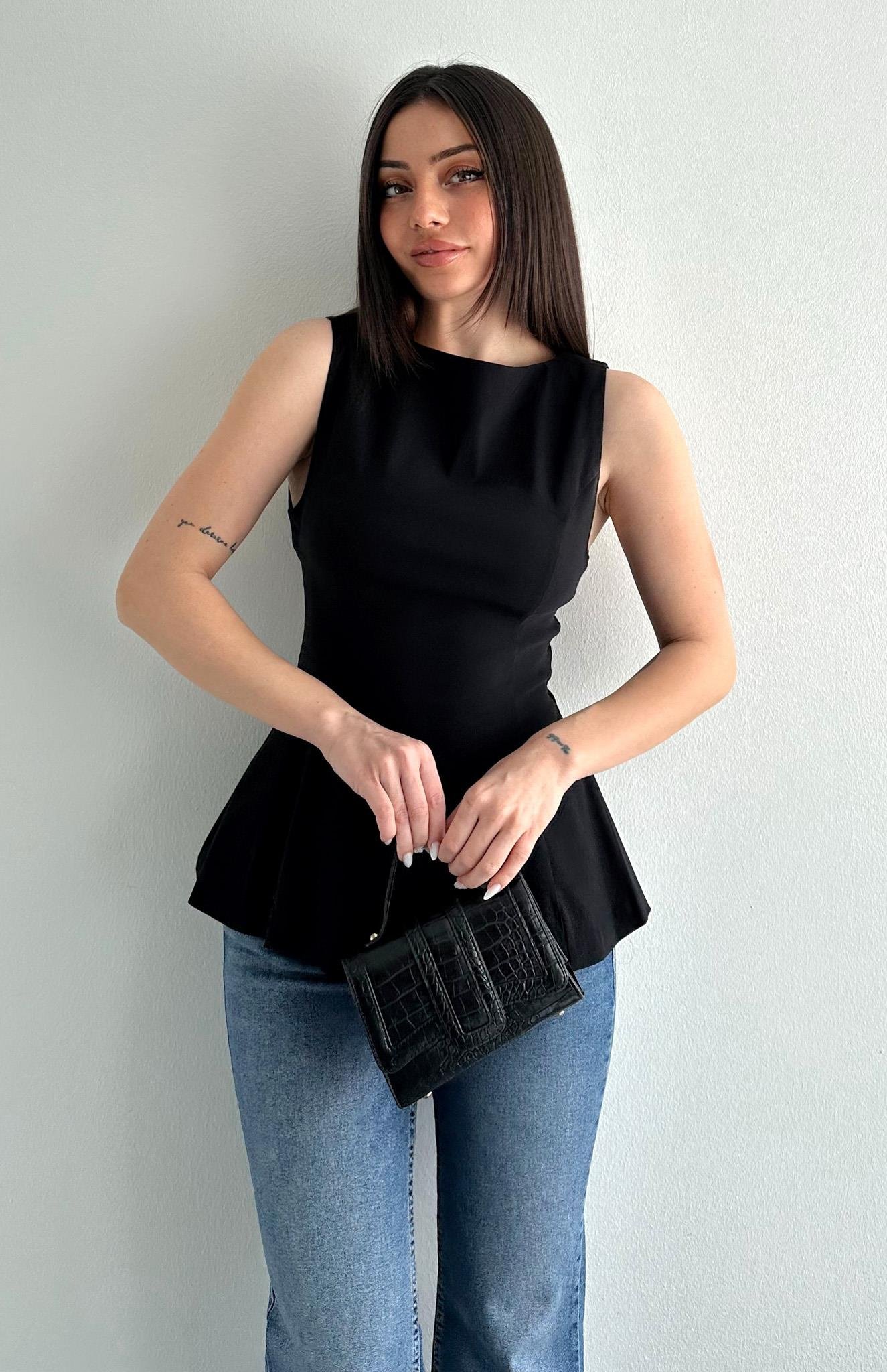 Peplum Bluz SİYAH