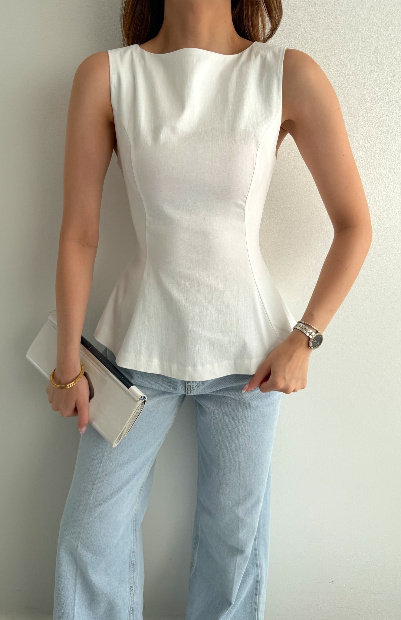 Peplum Top Bluz EKRU