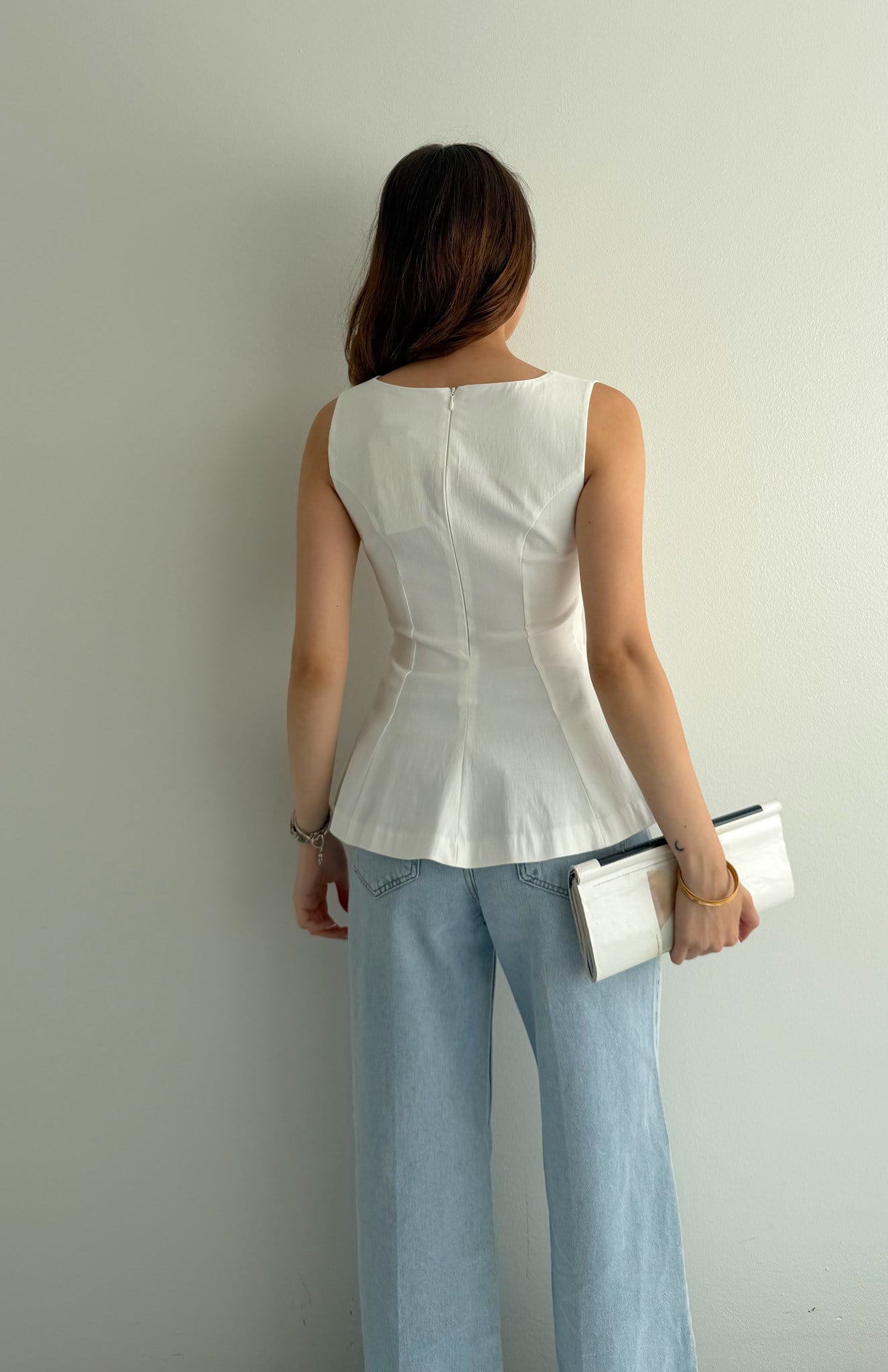Peplum Top Bluz EKRU