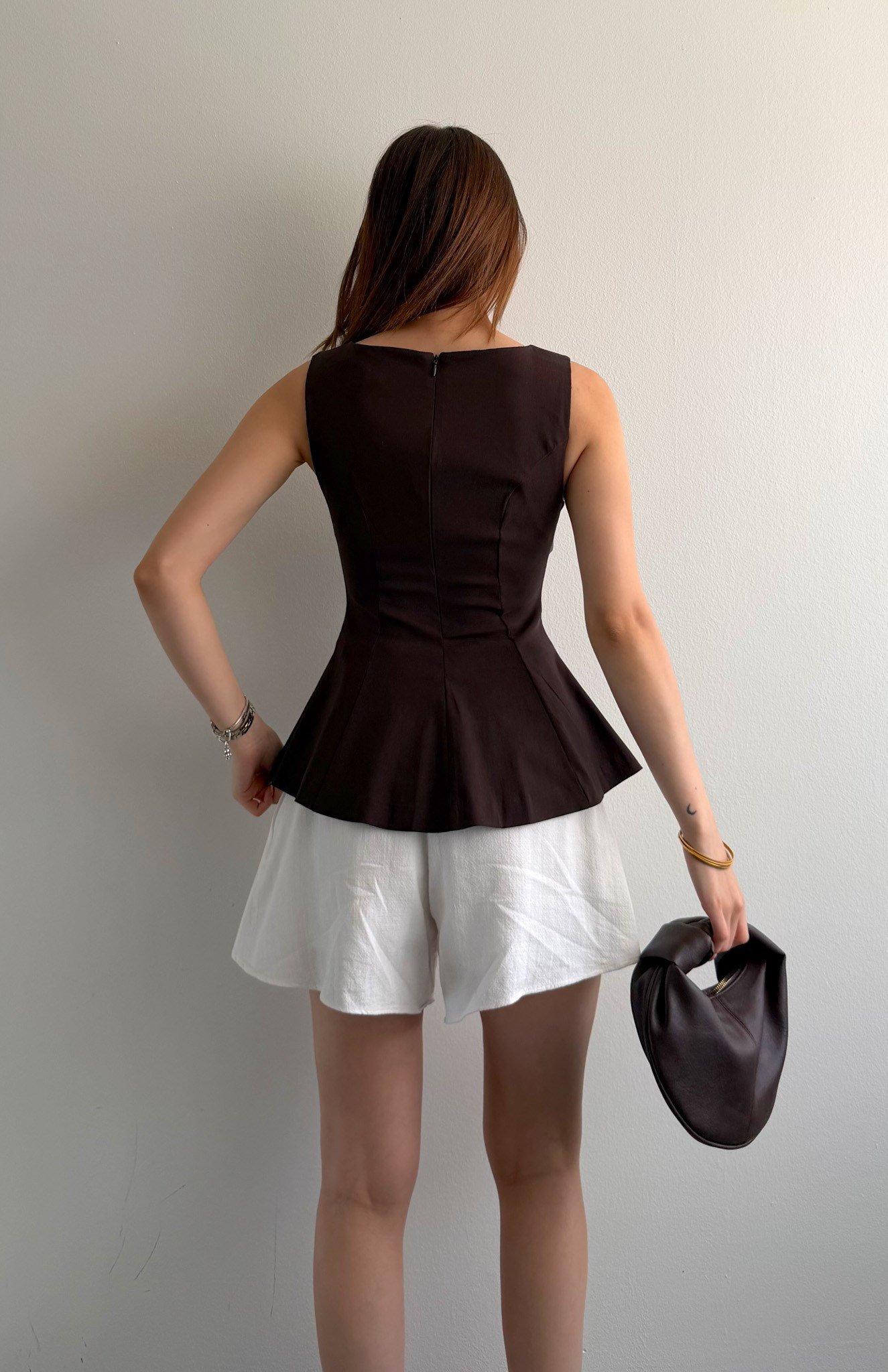 Peplum Top Bluz KOYU KAHVE
