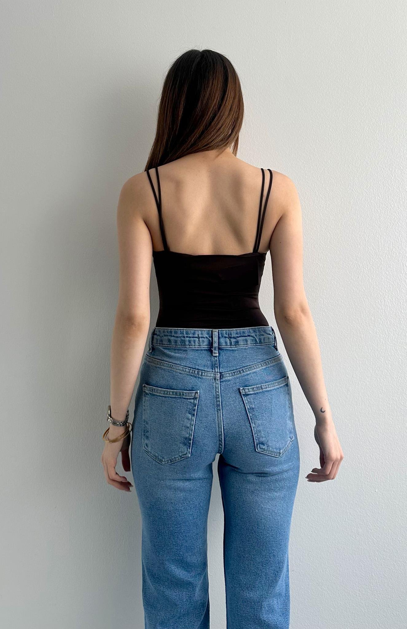 Toka Detaylı Bluz KAHVERENGİ