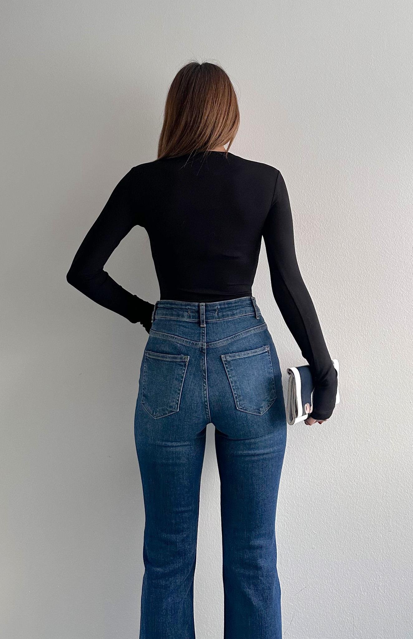 Uzun Kollu Zıbınlı Bluz SİYAH