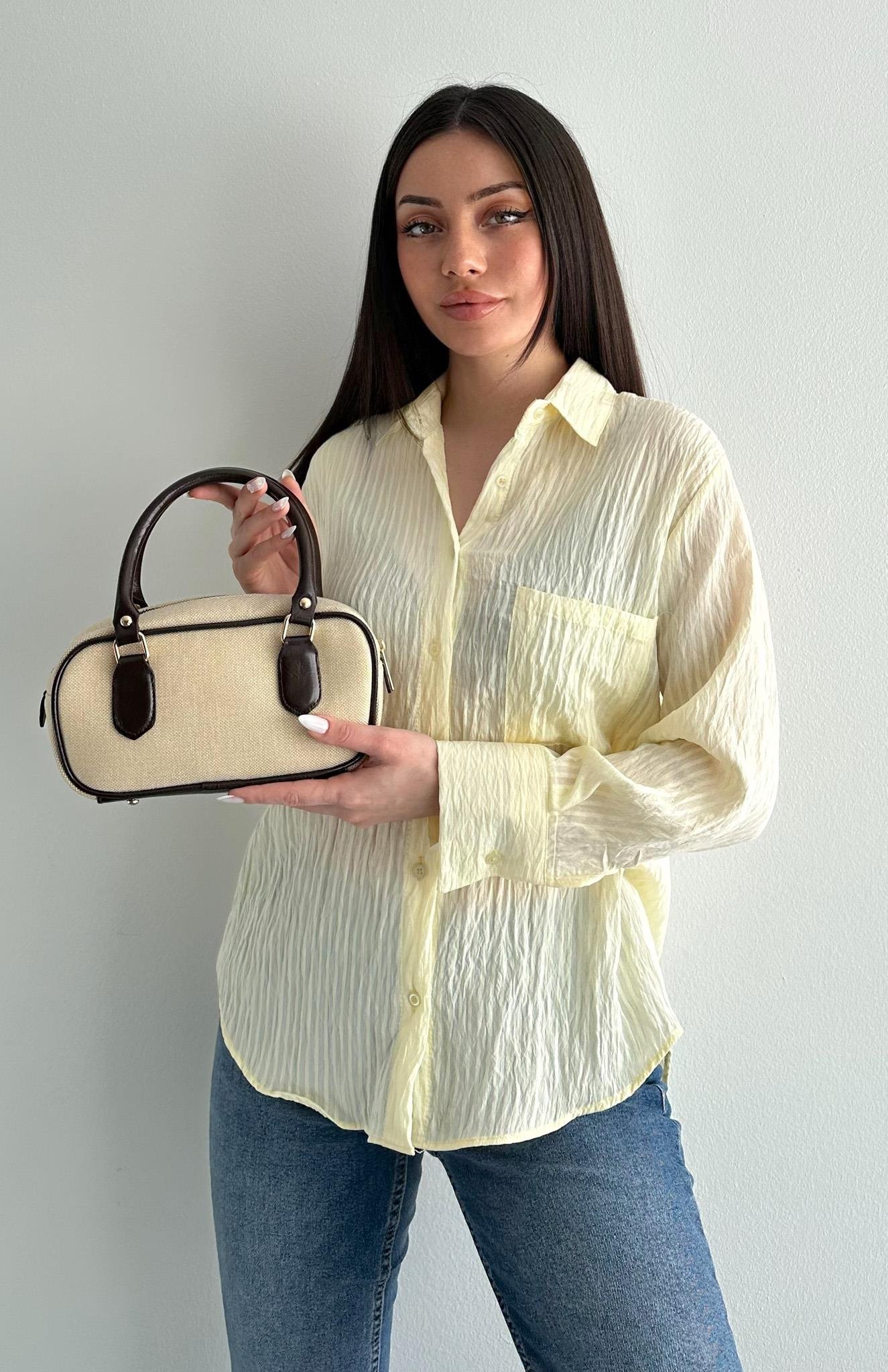 Hasır Orta Çanta KAHVERENGİ