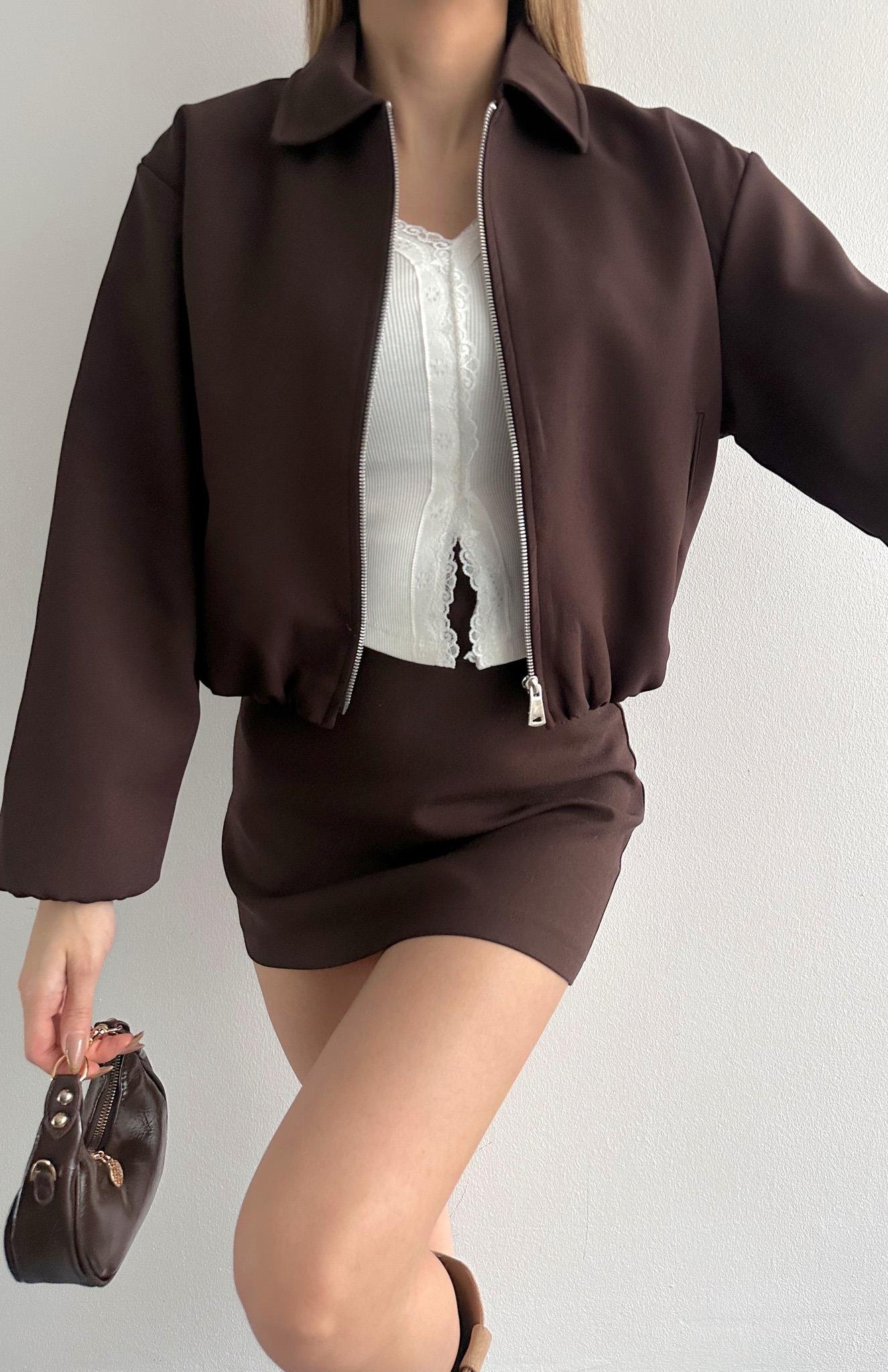 Bomber Süet Ceket KAHVERENGİ