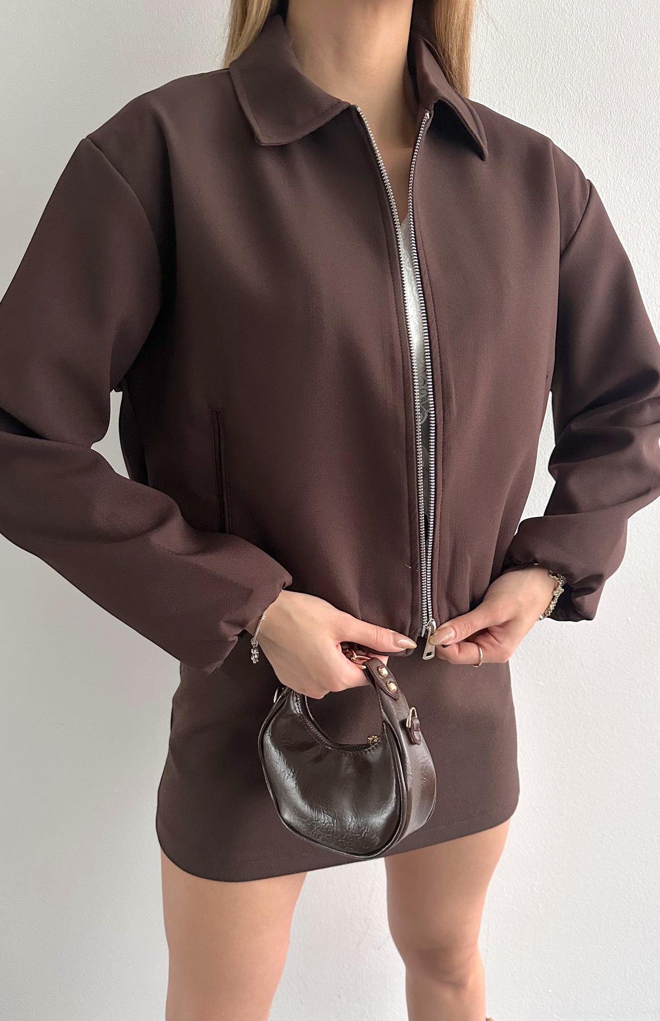 Bomber Süet Ceket KAHVERENGİ